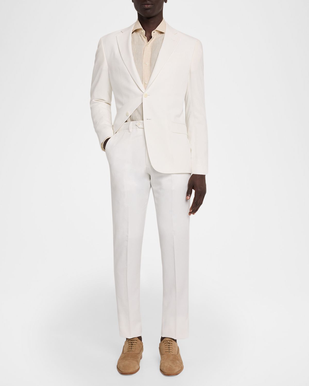 Emporio Armani Men 's Lyocell-Blend Flat-Front Trousers