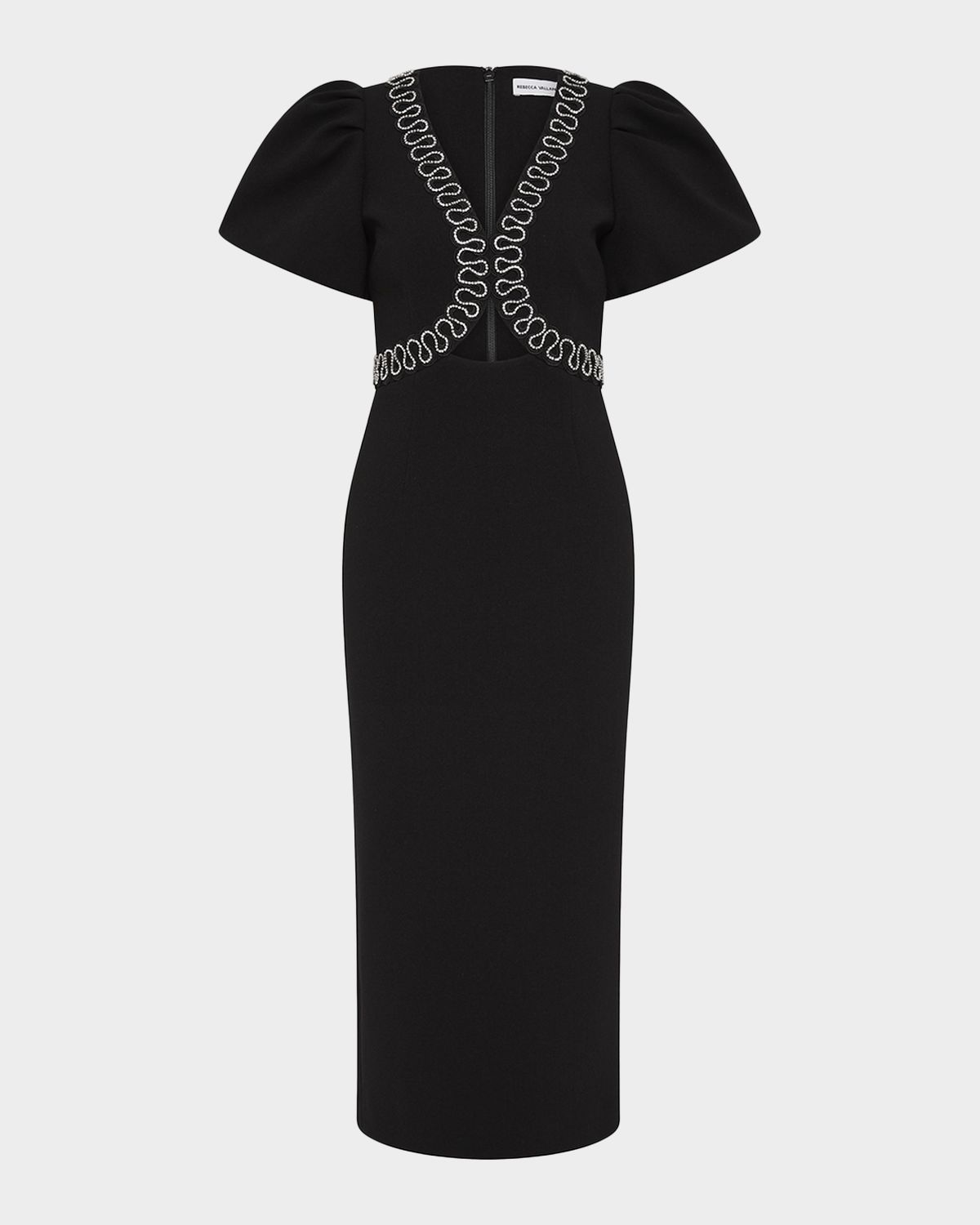 REBECCA VALLANCE Nyx Puff-Sleeve Diamante Cutout Midi Dress | Thumbnail 6 REBECCA VALLANCE Nyx Puff-Sleeve Diamante Cutout Midi Dress | Thumbnail 6