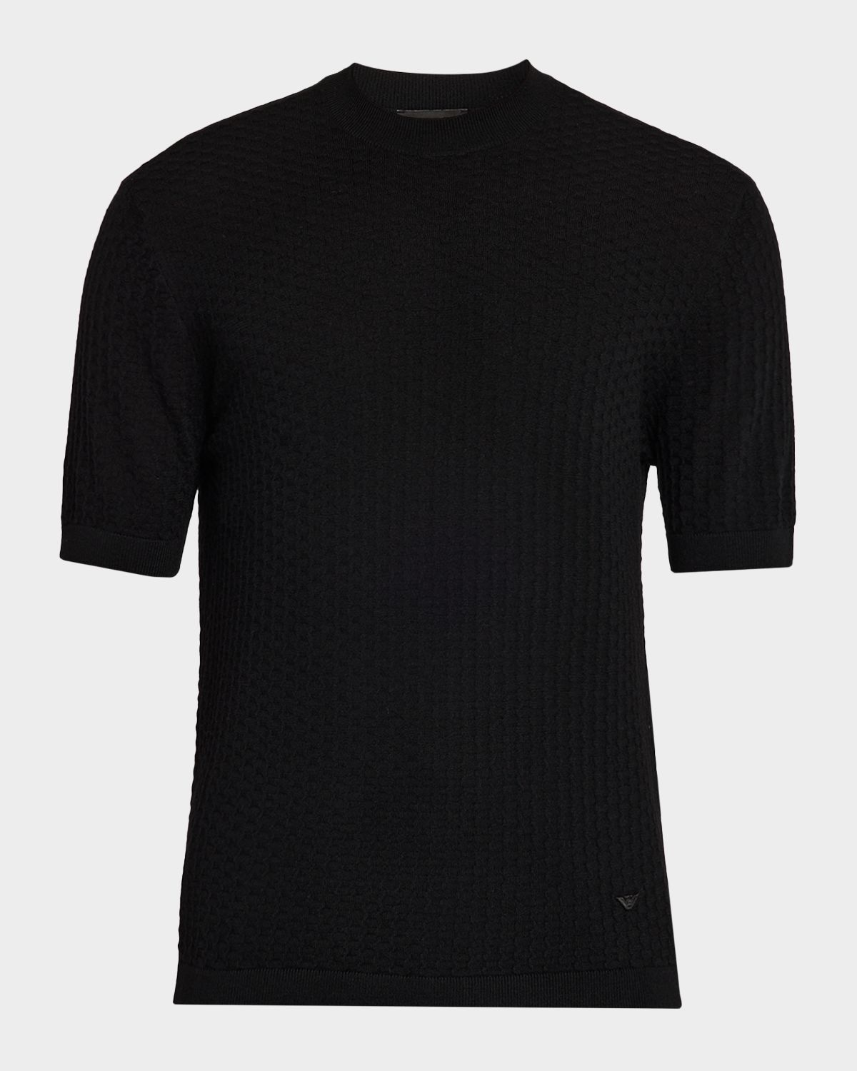 Emporio Armani Men 's Wool Honeycomb Jacquard Short-Sleeve Sweater