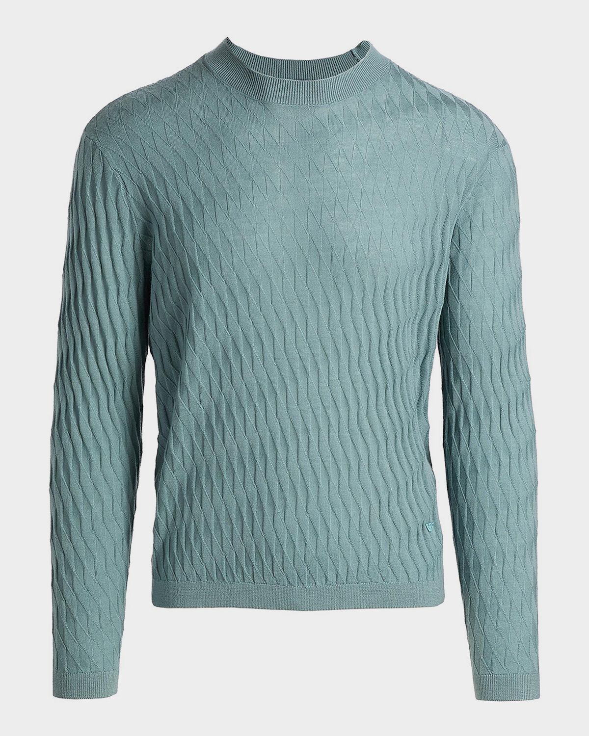 Emporio Armani Men 's Wool Tonal Jacquard Crewneck Sweater