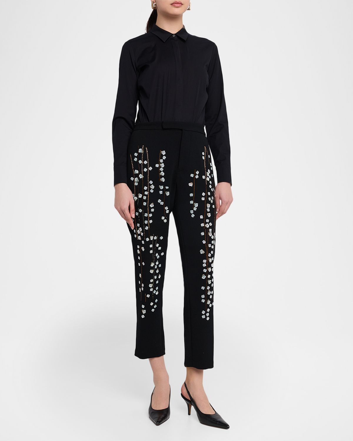 Libertine Sakura Embellished Narrow-Leg Crop Trousers