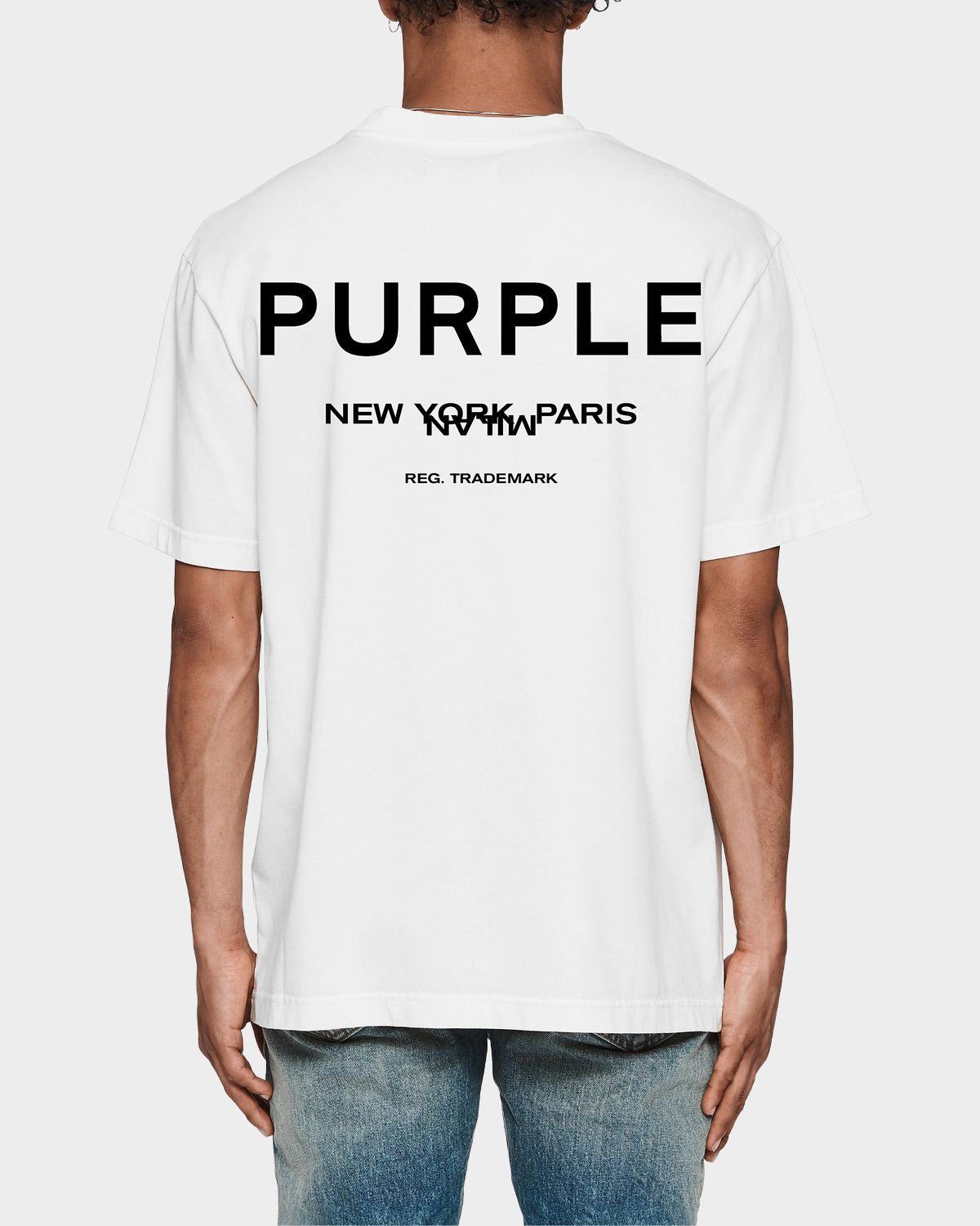 PURPLE Men 's Cotton Jersey Logo Crewneck T-Shirt | Thumbnail 3 PURPLE Men 's Cotton Jersey Logo Crewneck T-Shirt | Thumbnail 3