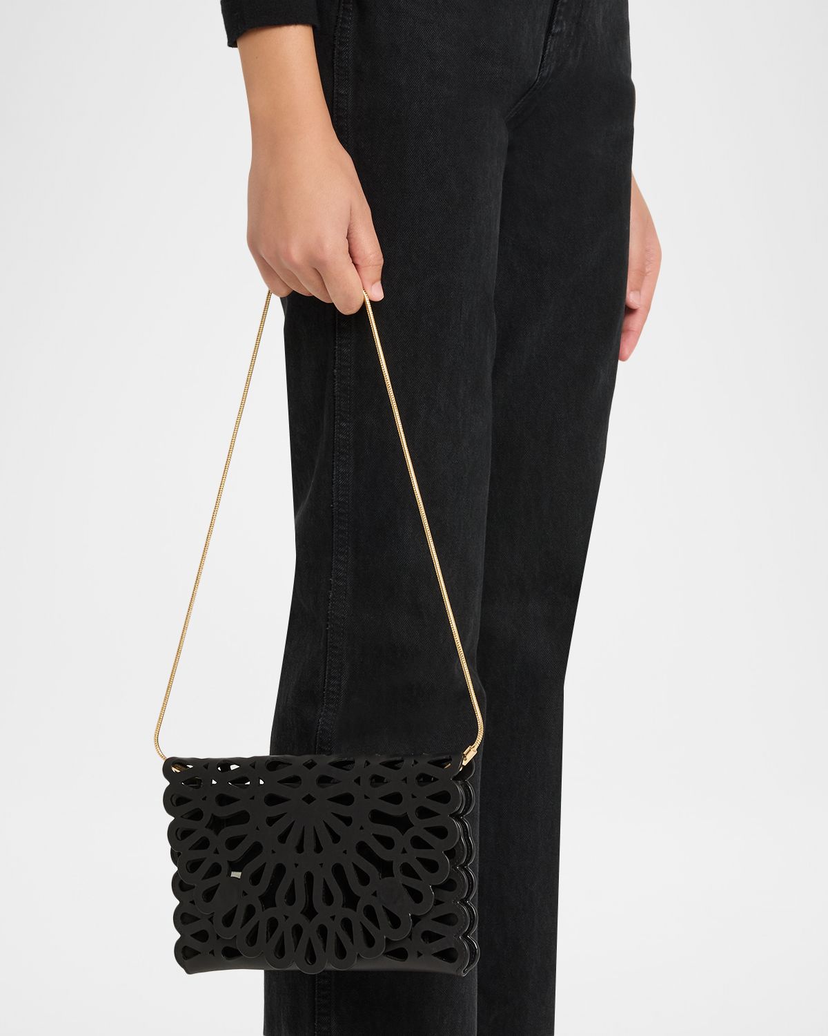 SIMKHAI McCall Laser Cutout Leather Clutch Bag