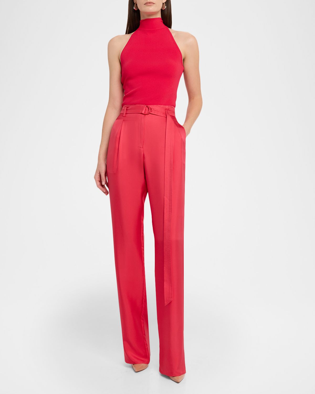 LAPOINTE Silky Twill Belted Pants