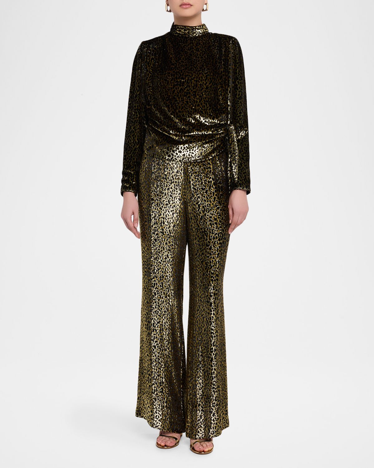 Libertine Vreeland Leopard Velvet Side-Tie Blouse