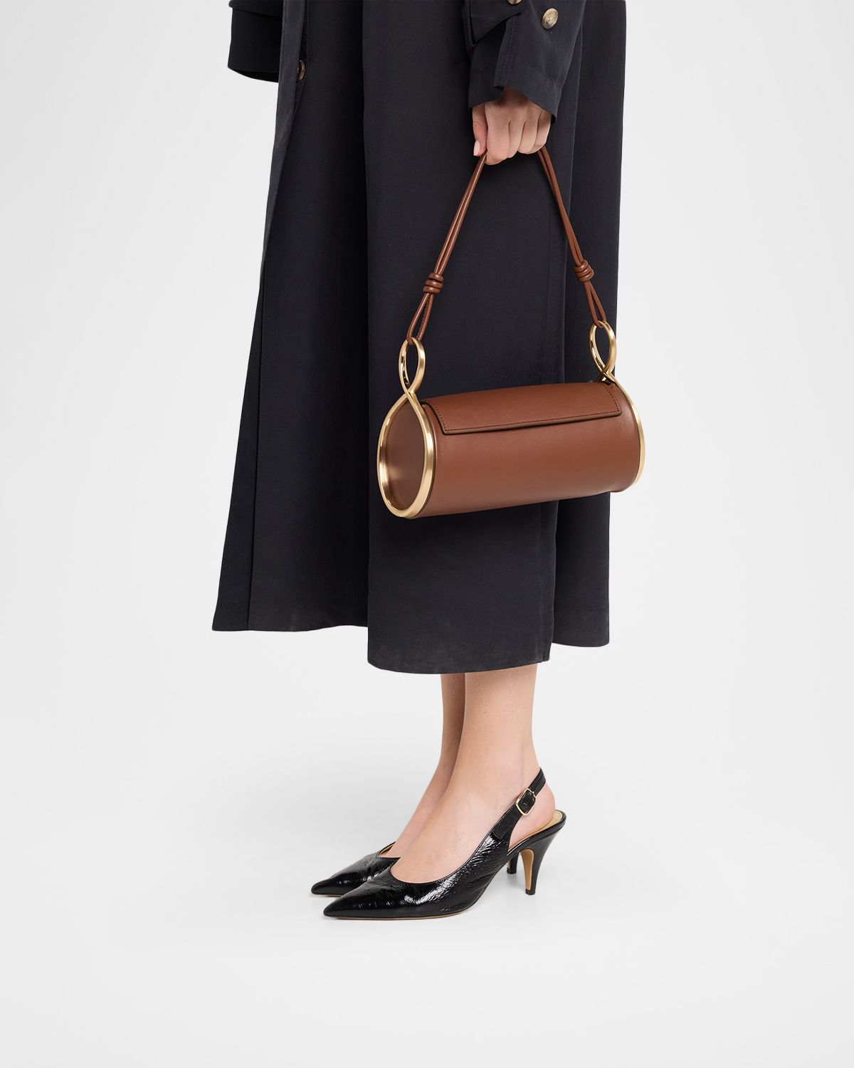 Cult Gaia Dahlia Cylindrical Leather Shoulder Bag