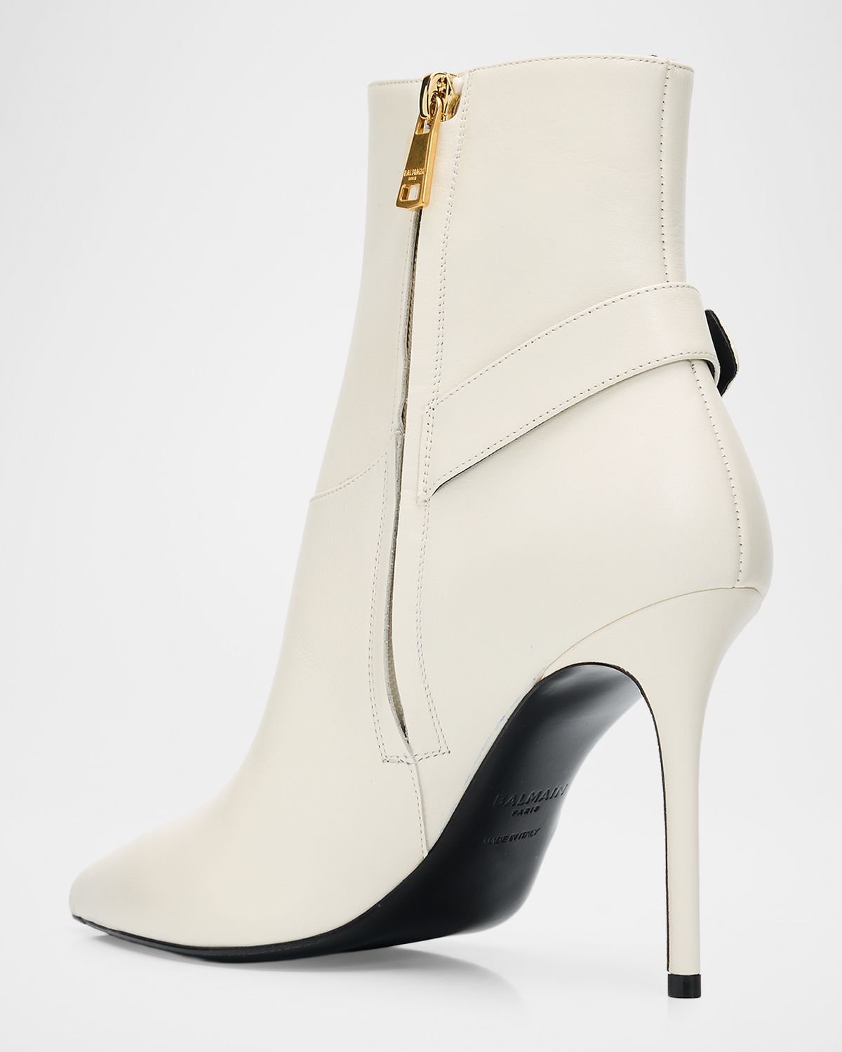 Balmain 85mm Buckle Leather Ankle Booties