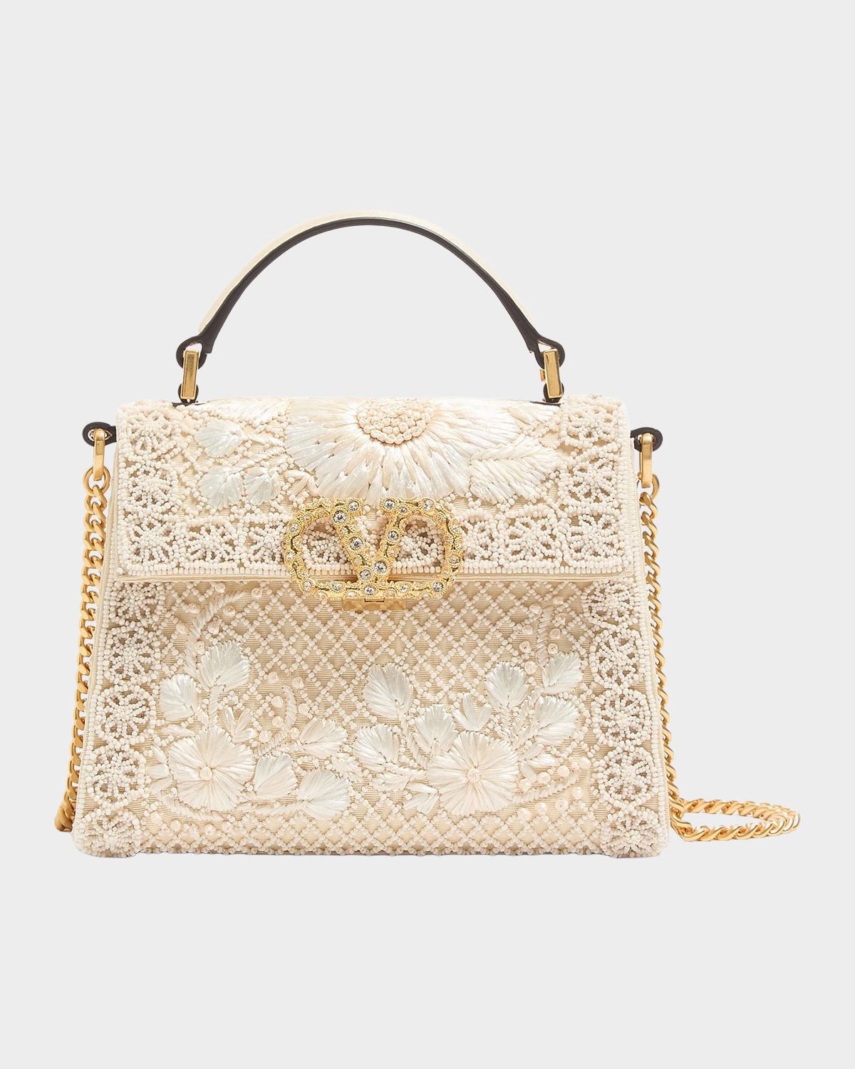 Valentino Garavani Mini Vsling Embroidered Handbag with Jewel Logo
