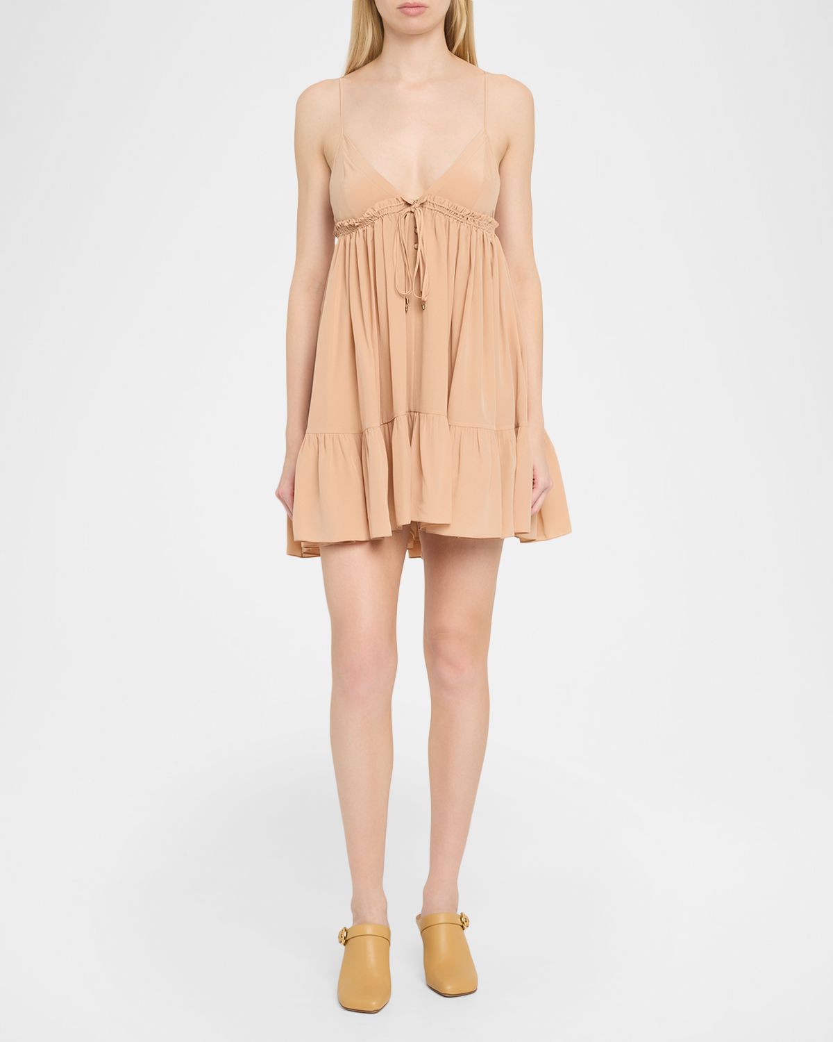 Chloe Sleeveless Silk Crepe Mini Trapeze Dress