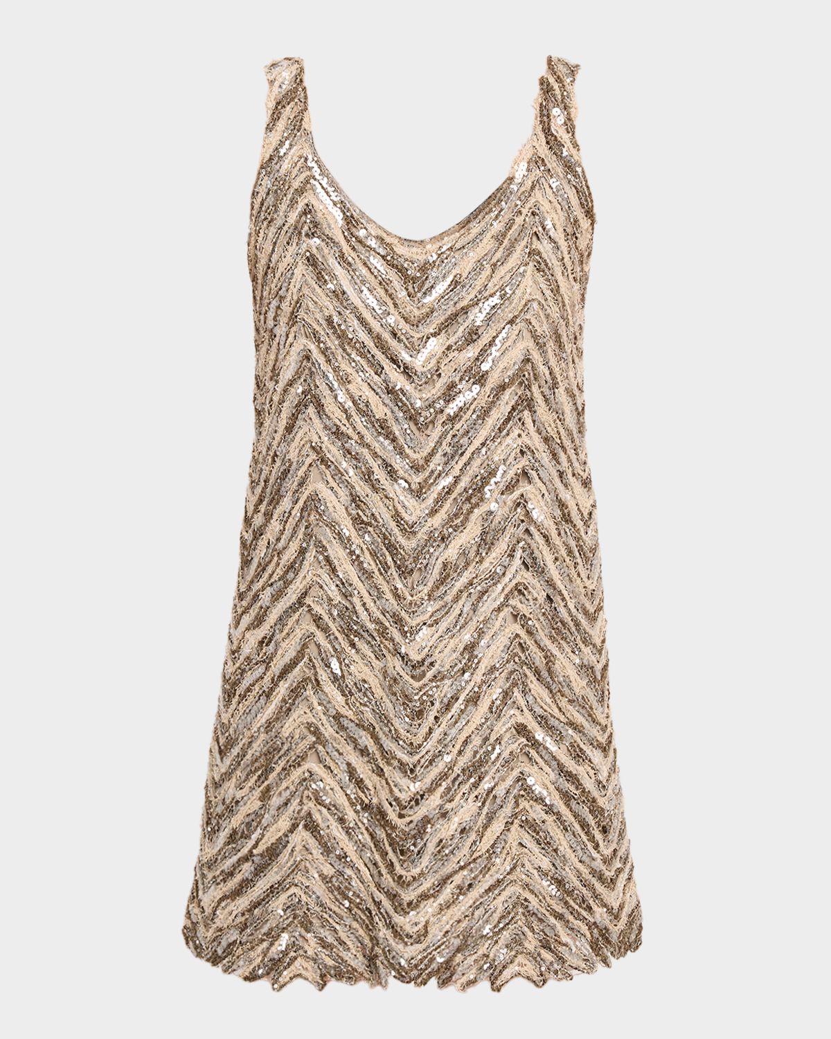 Brunello Cucinelli Chevron Embroidered Sequin Mini Dress