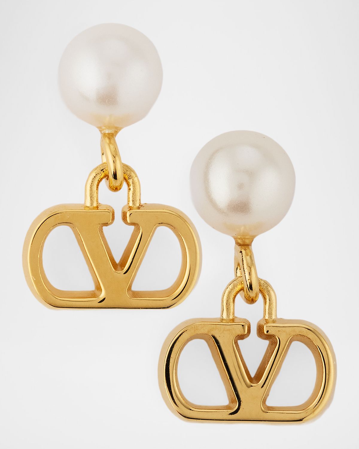 Valentino Garavani Pearly VLogo Drop Earrings
