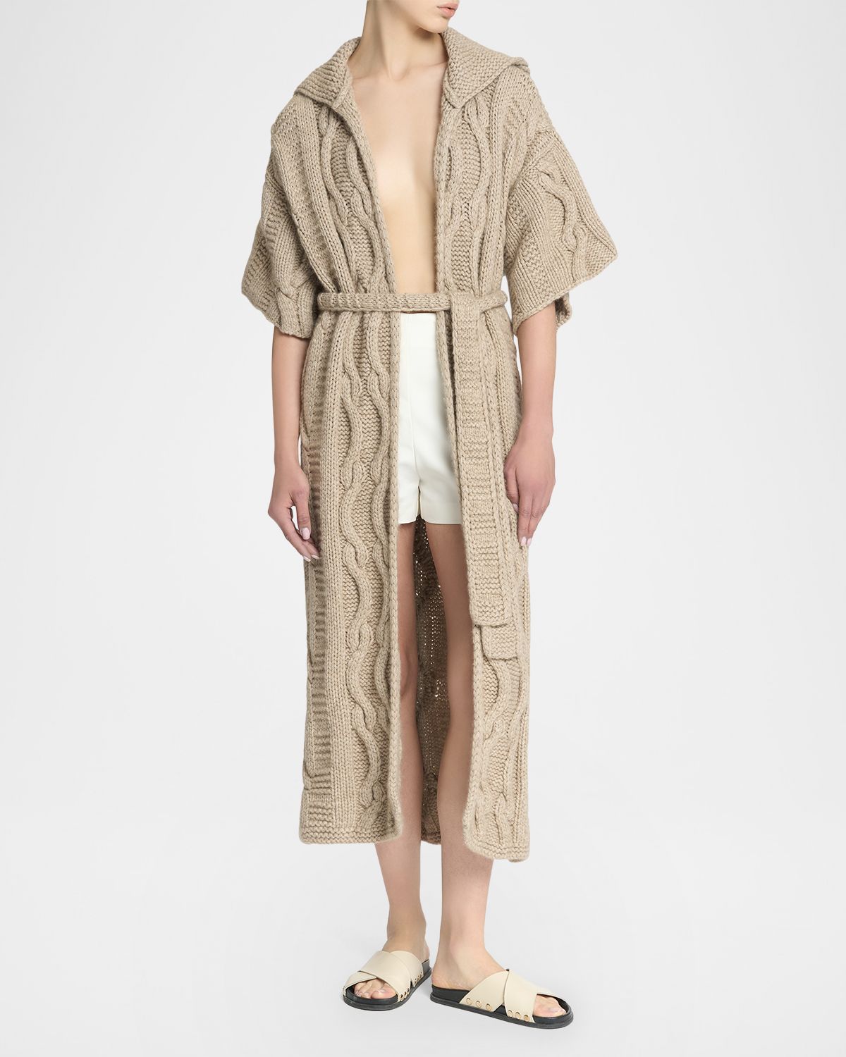 Malo Amelia Cashmere Cable-Knit Hooded Wrap Coat | Thumbnail 5 Malo Amelia Cashmere Cable-Knit Hooded Wrap Coat | Thumbnail 5