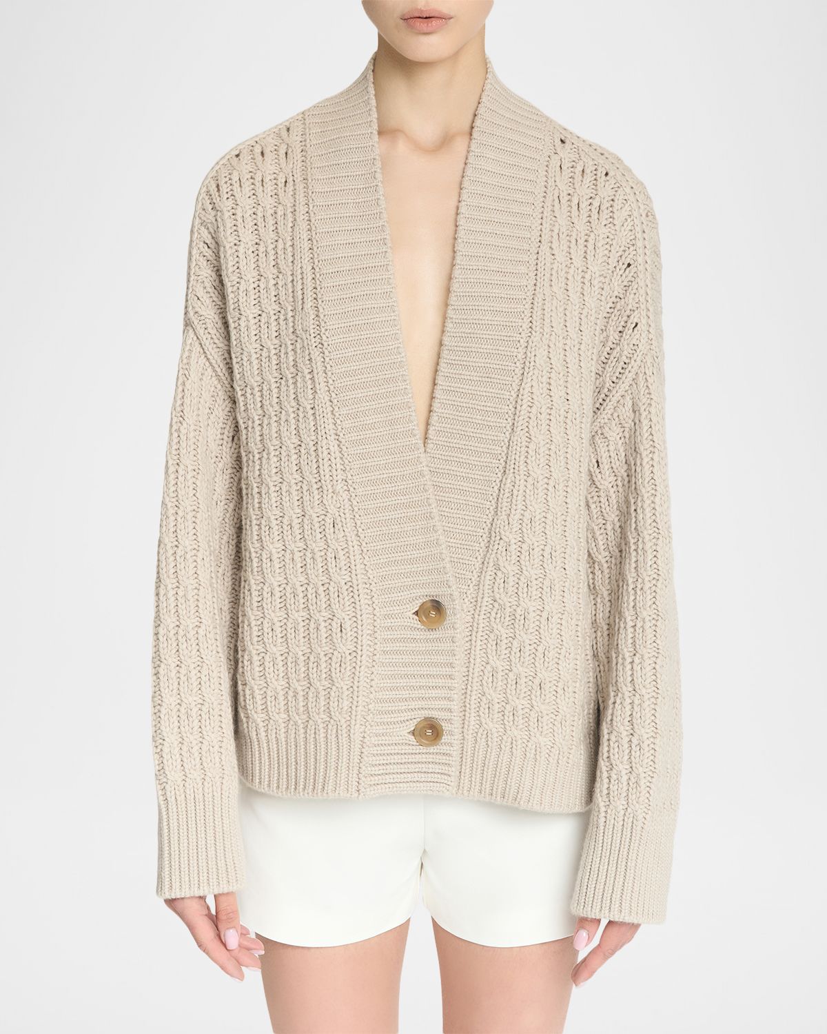 Malo Anna Cashmere Cable-Knit V-Neck Cardigan | Thumbnail 5