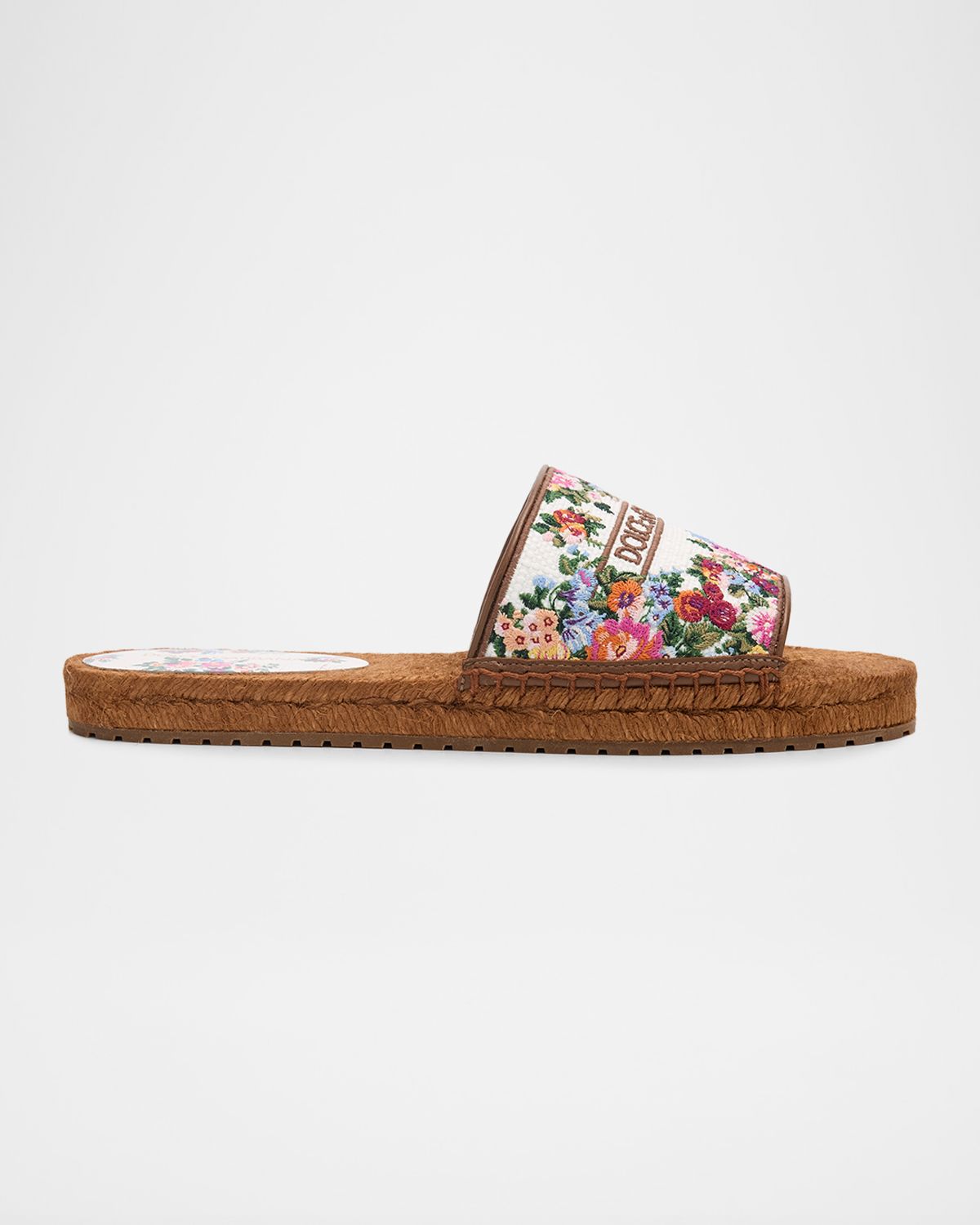 Dolce & Gabbana Floral Logo-Embroidered Espadrille Sandals