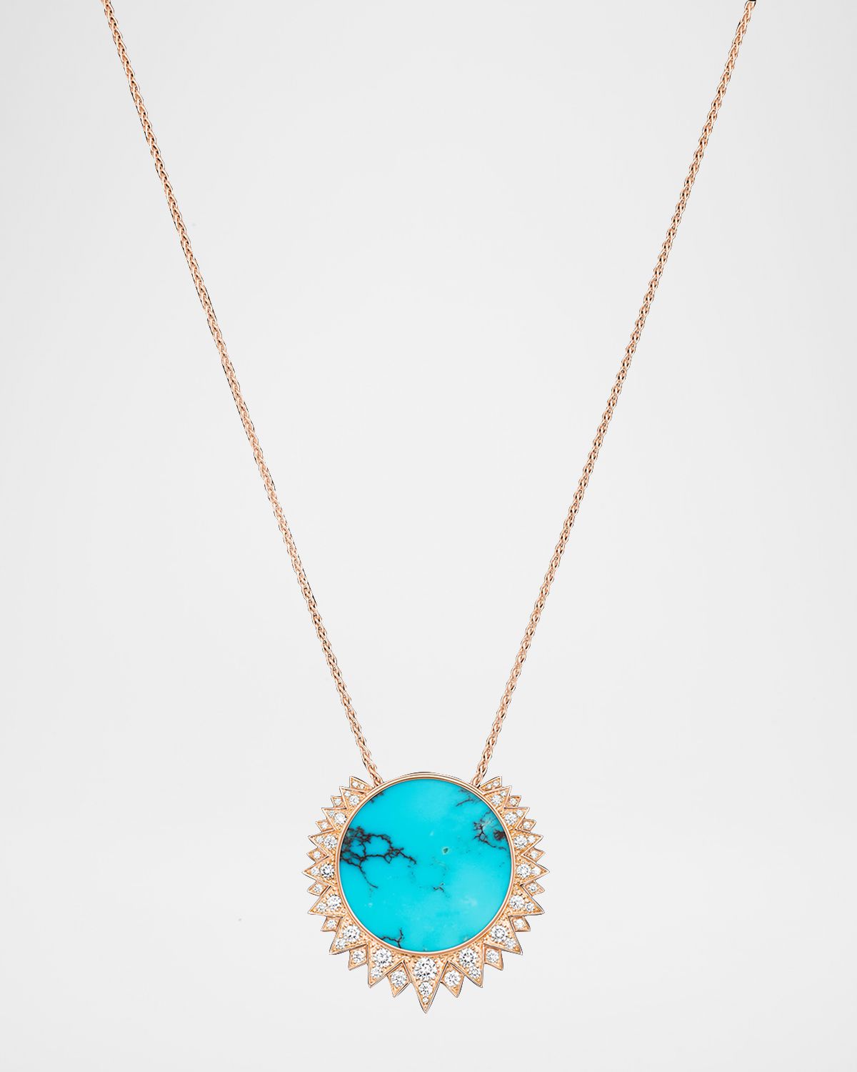 PIAGET 18K Rose Gold Piaget Sunlight Pendant Necklace with Turquoise