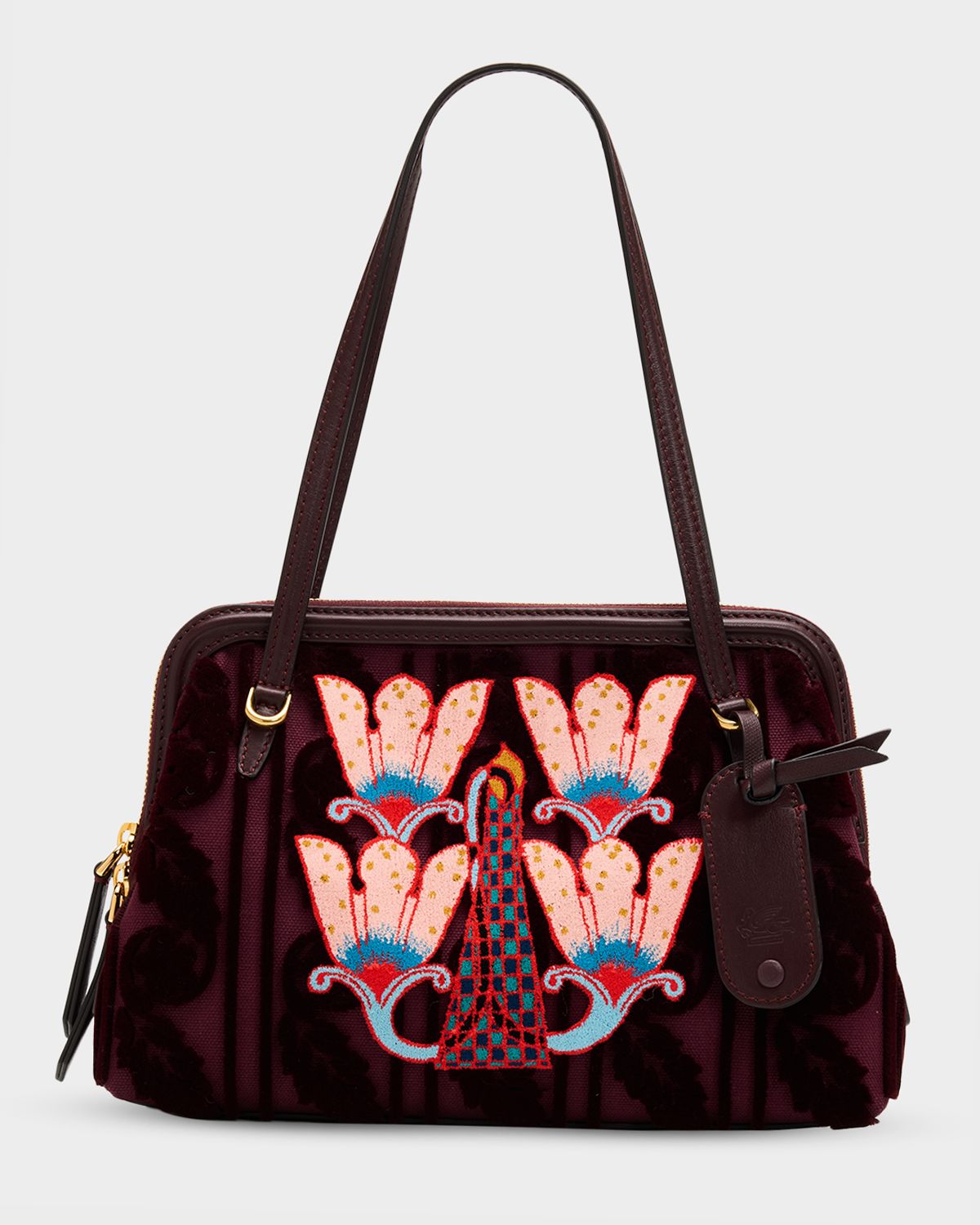 Etro DOC Floral-Embroidered Canvas Shoulder Bag