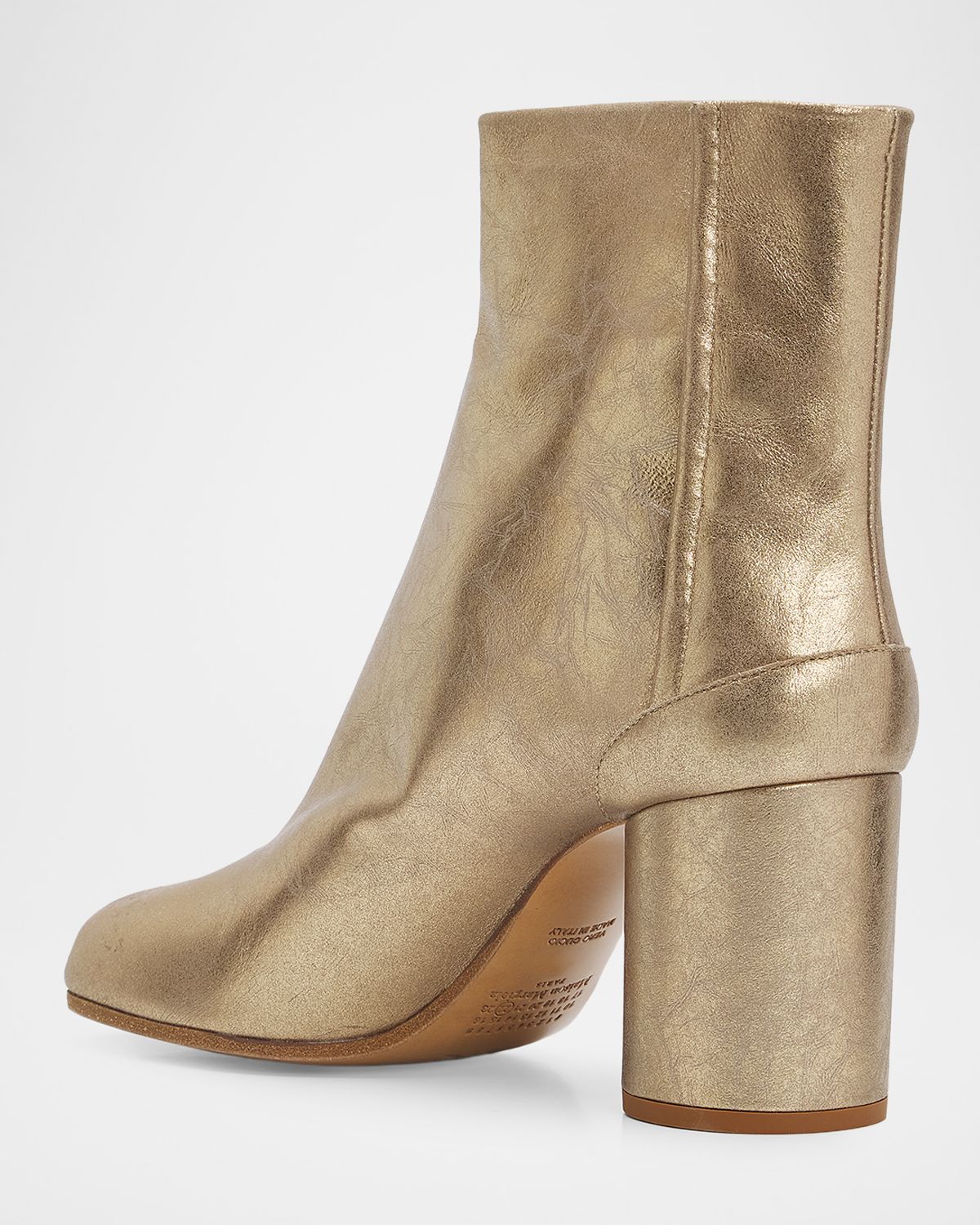 Maison Margiela 80mm Tabi Metallic Leather Split-Toe Ankle Boots