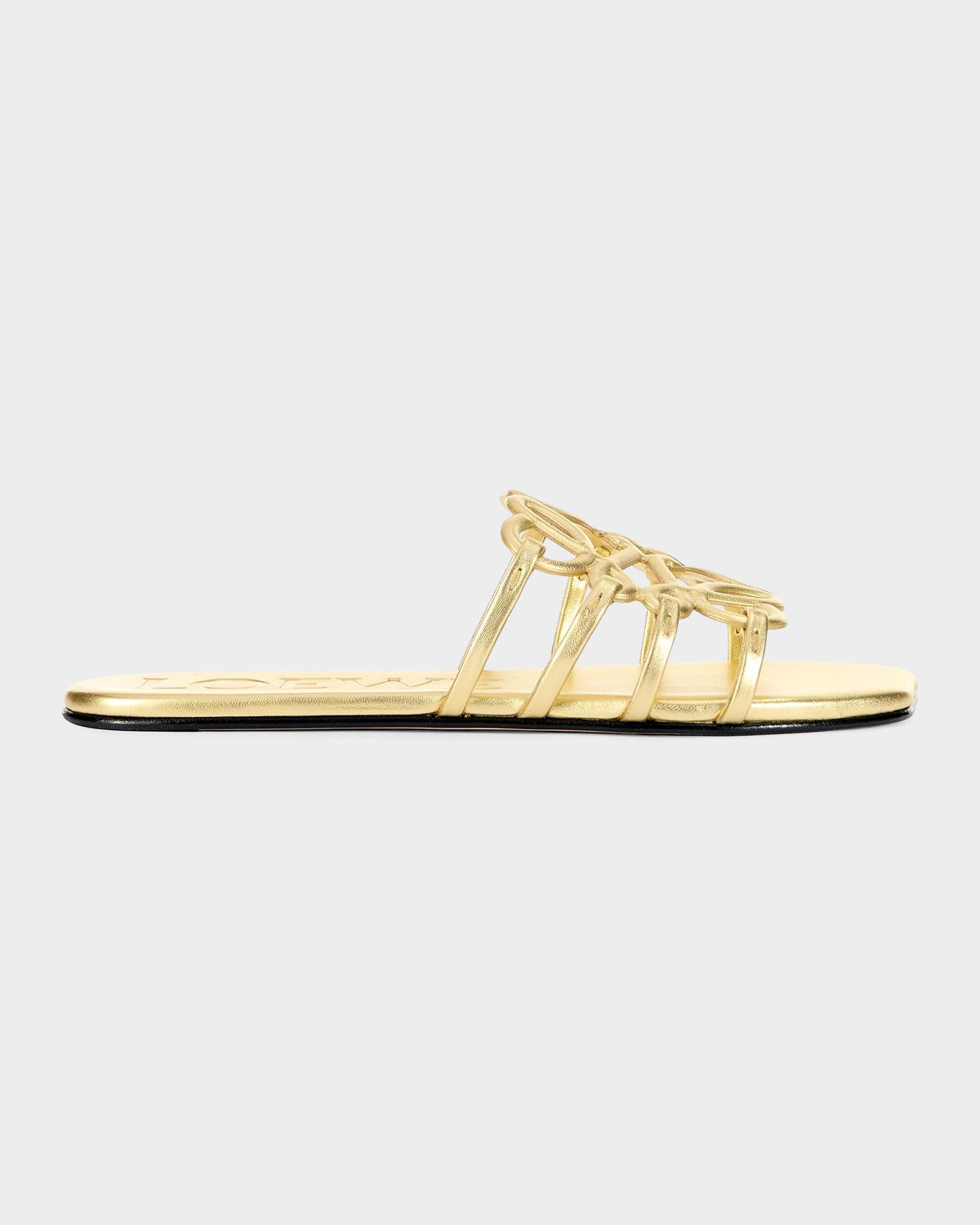 Loewe x Paula 's Ibiza Petal Anagram Metallic Leather Slide Sandals | Thumbnail 3