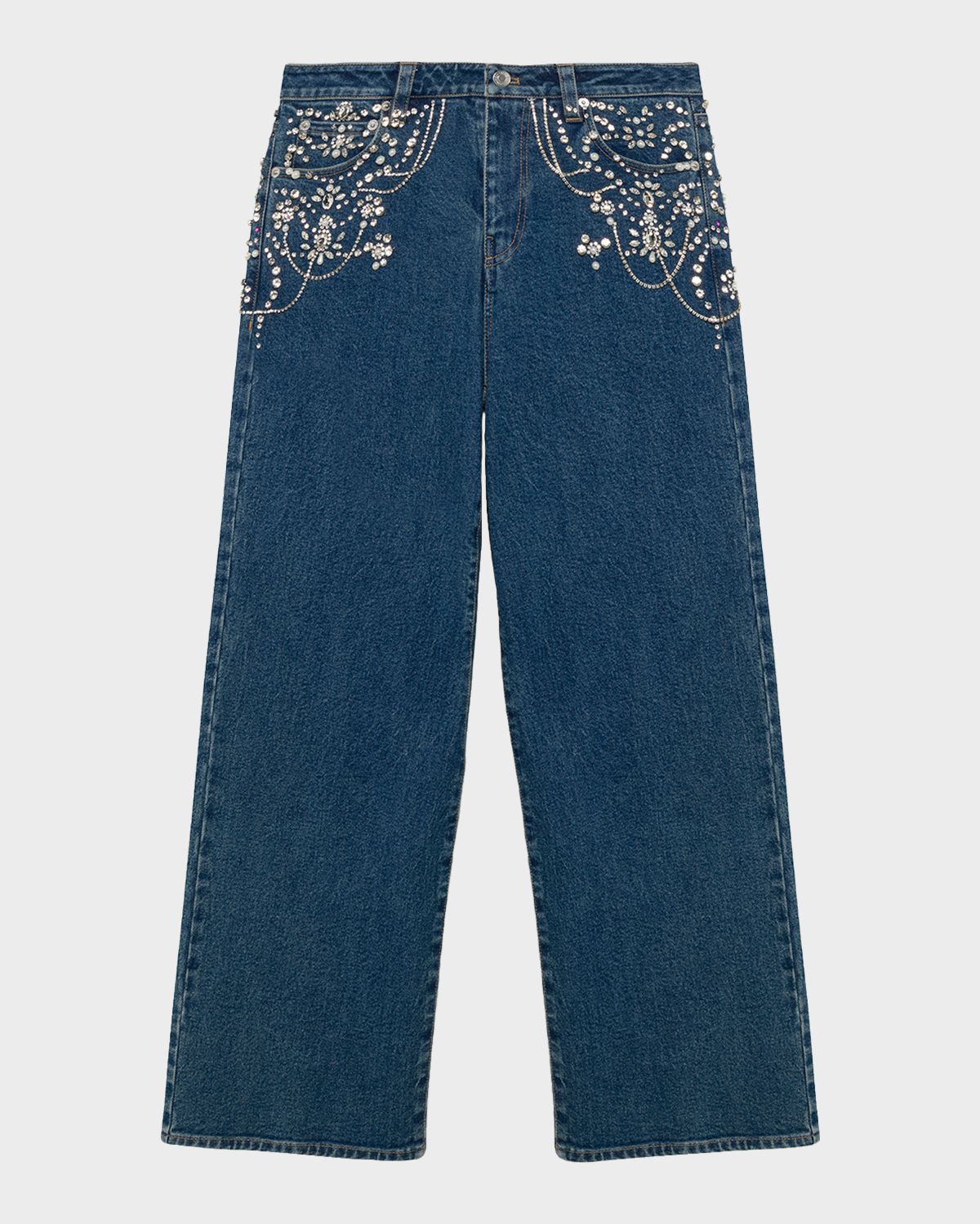 SIMKHAI Jude Embellished Mid-Rise Jeans
