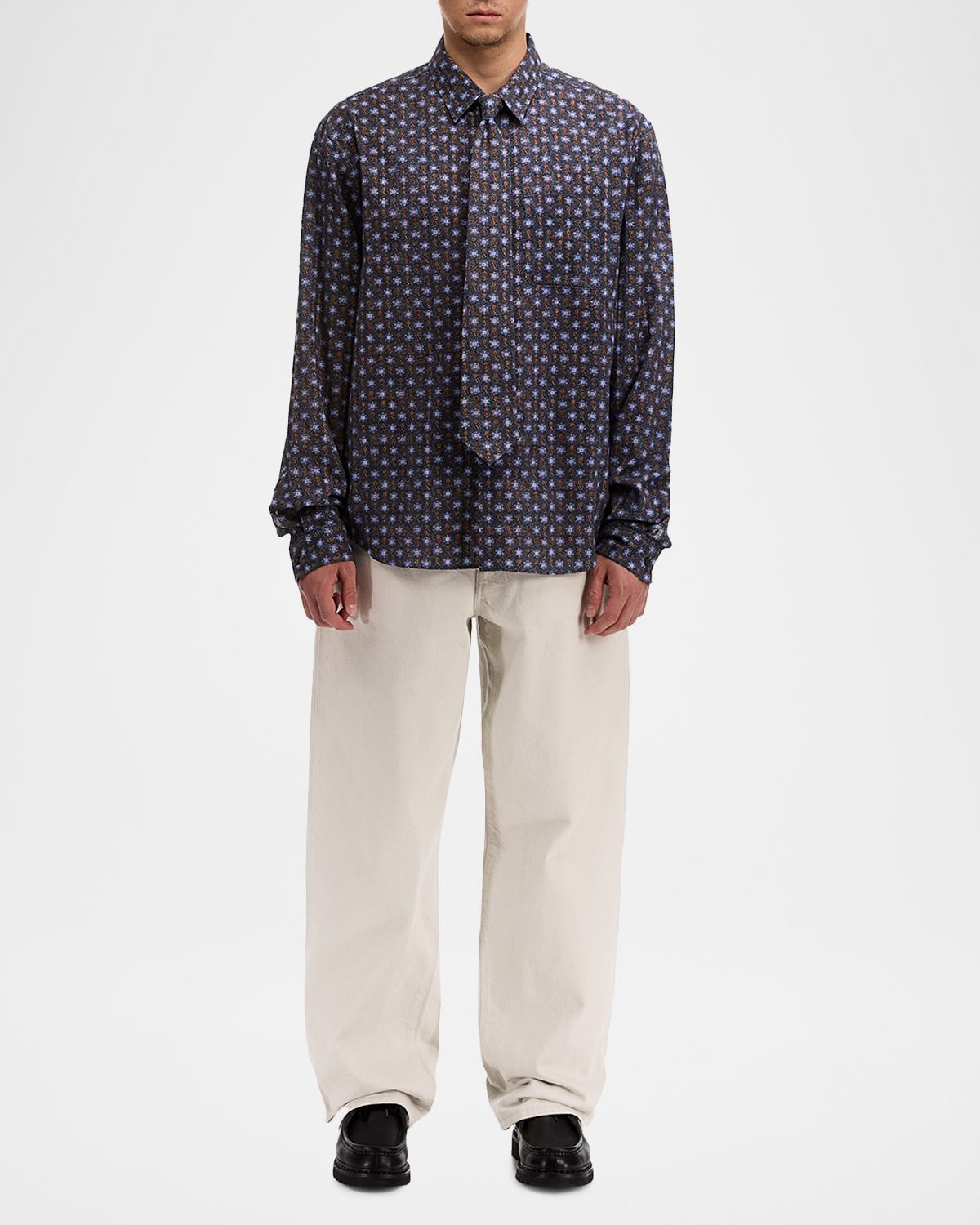 vowels Men 's Floral Dobby Shirt | Thumbnail 3 vowels Men 's Floral Dobby Shirt | Thumbnail 3