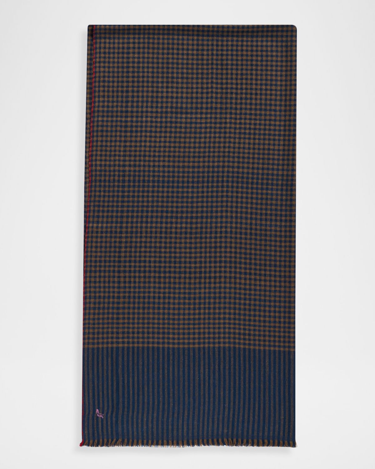 Anderson & Sheppard Men 's Mini-Check Cashmere Scarf | Thumbnail 5 Anderson & Sheppard Men 's Mini-Check Cashmere Scarf | Thumbnail 5