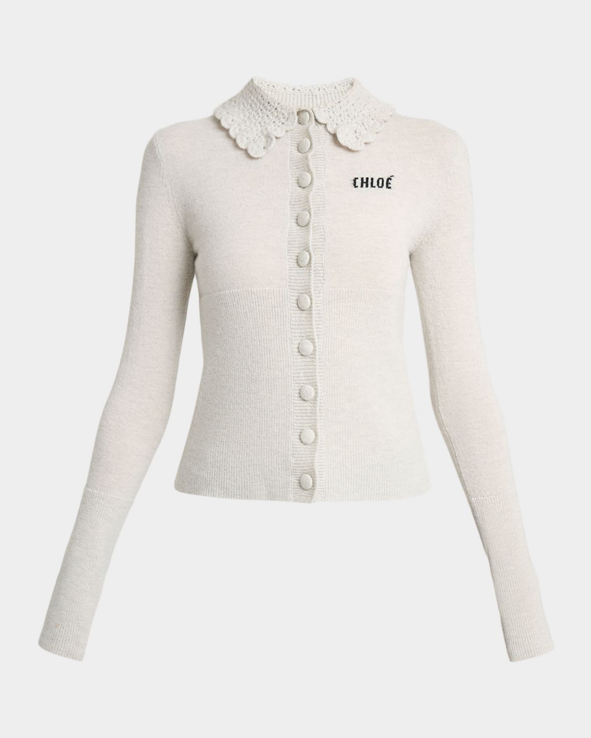 Chloe Crochet Collared Wool Cardigan