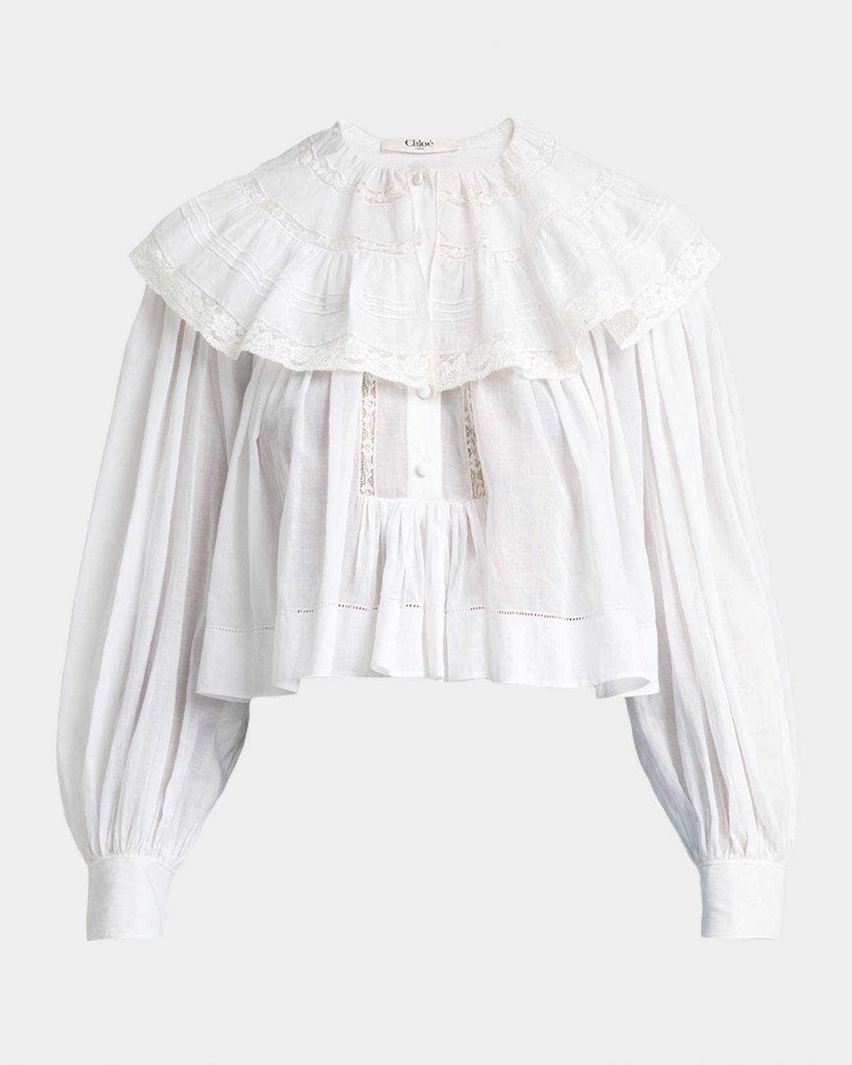 Chloe Light Cotton Voile Capelet Crop Blouse | Thumbnail 6