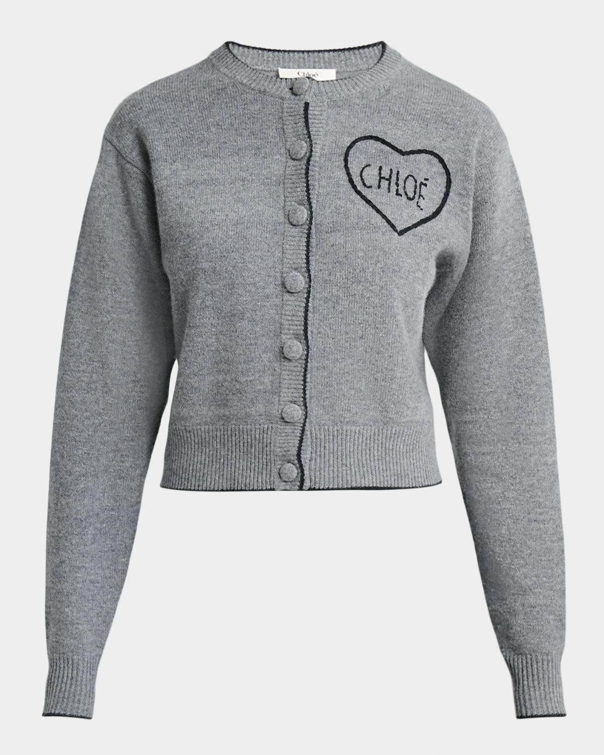 Chloe Logo Heart Wool-Cashmere Crewneck Cardigan | Thumbnail 6 Chloe Logo Heart Wool-Cashmere Crewneck Cardigan | Thumbnail 6