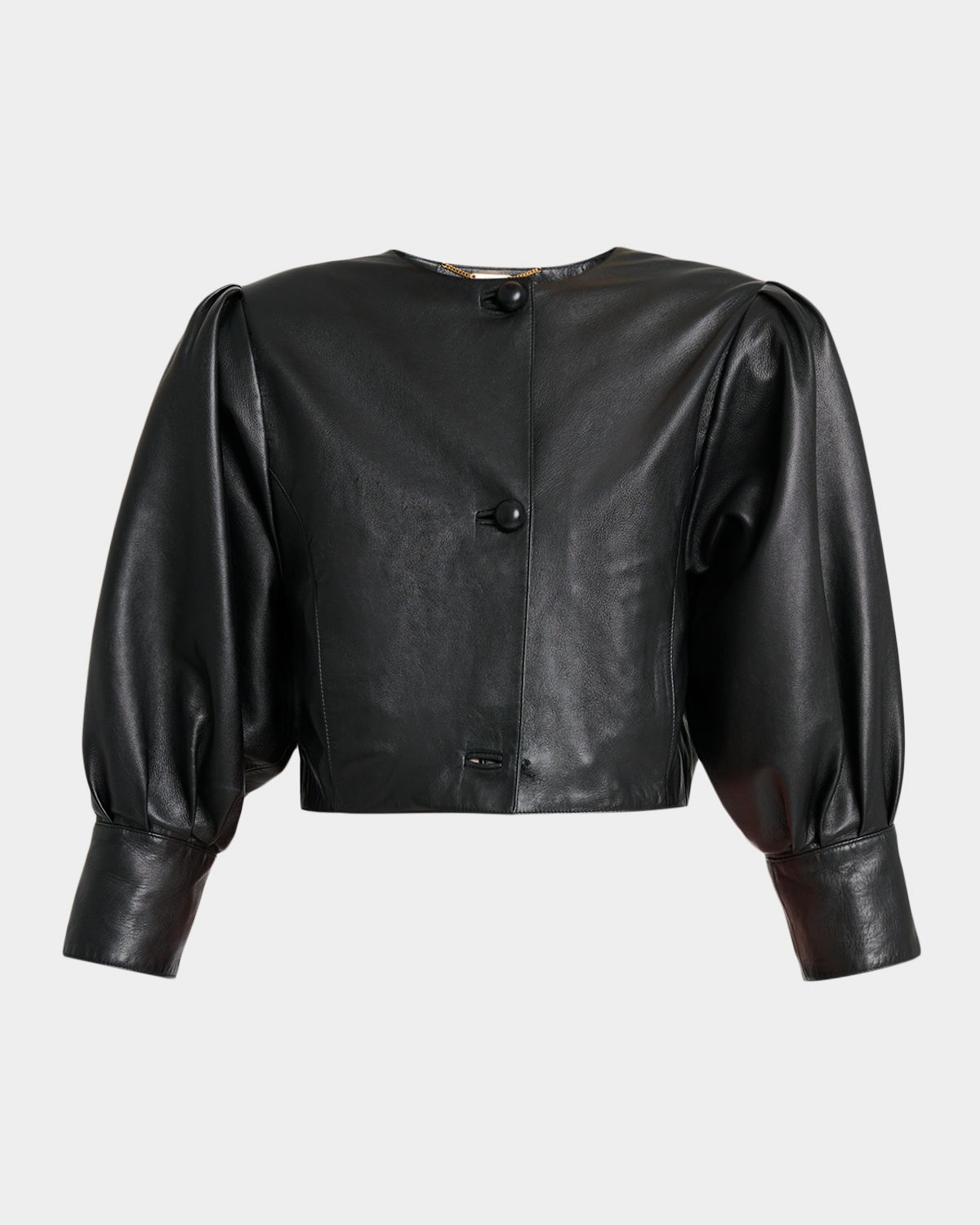 Chloe Leather Puff-Sleeve Crop Jacket | Thumbnail 6