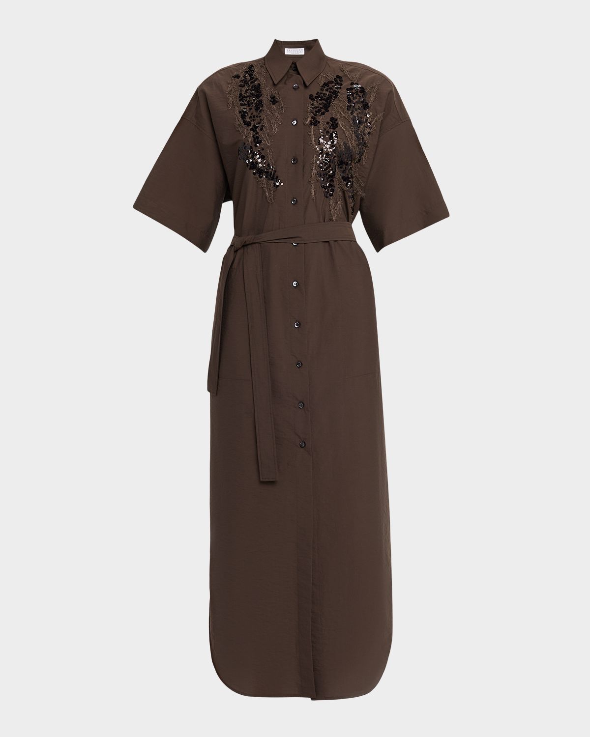 Brunello Cucinelli Sequin Embroidered Cotton Poplin Midi Shirtdress | Thumbnail 6 Brunello Cucinelli Sequin Embroidered Cotton Poplin Midi Shirtdress | Thumbnail 6