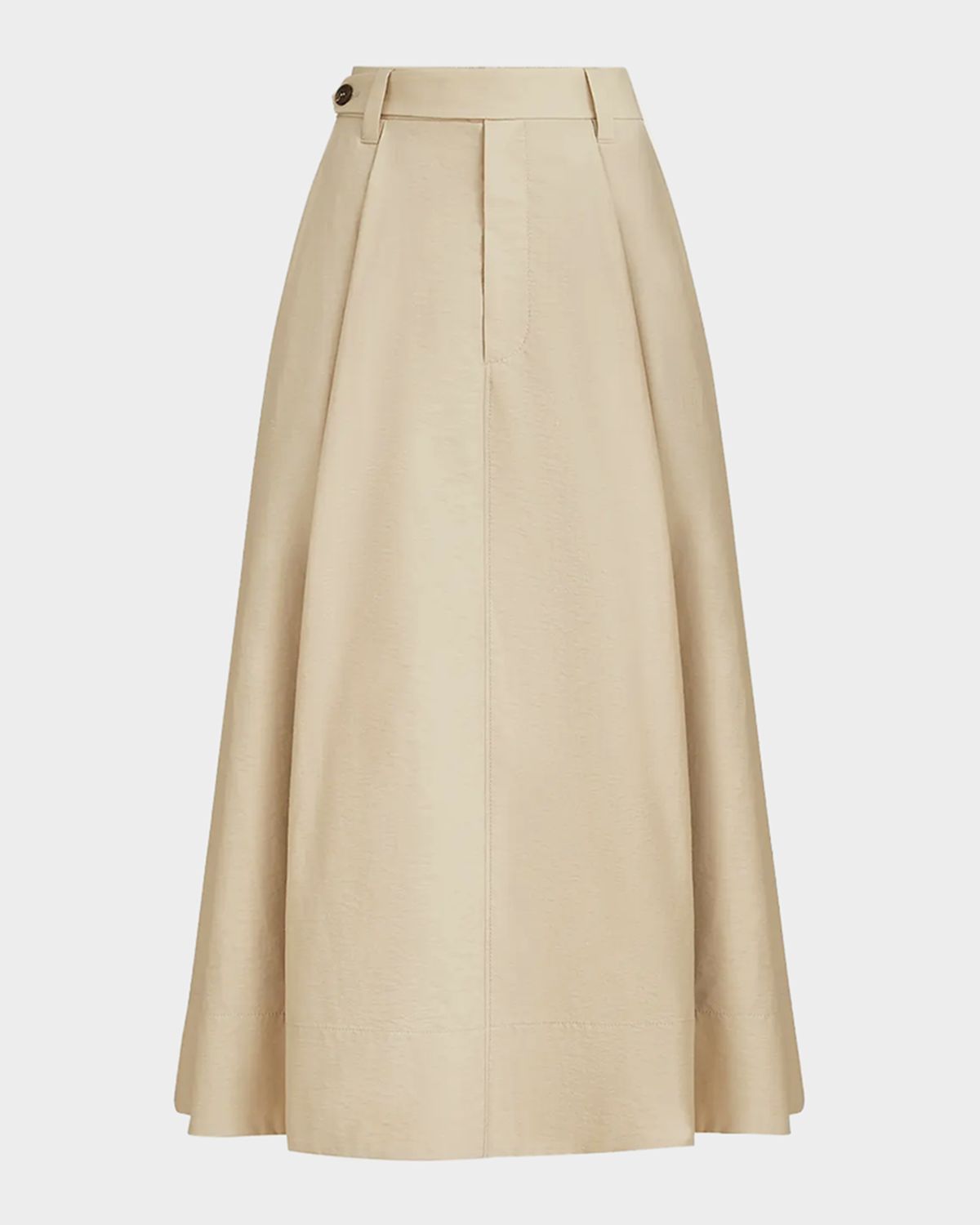 Brunello Cucinelli Techno Cotton Poplin A-Line Midi Skirt