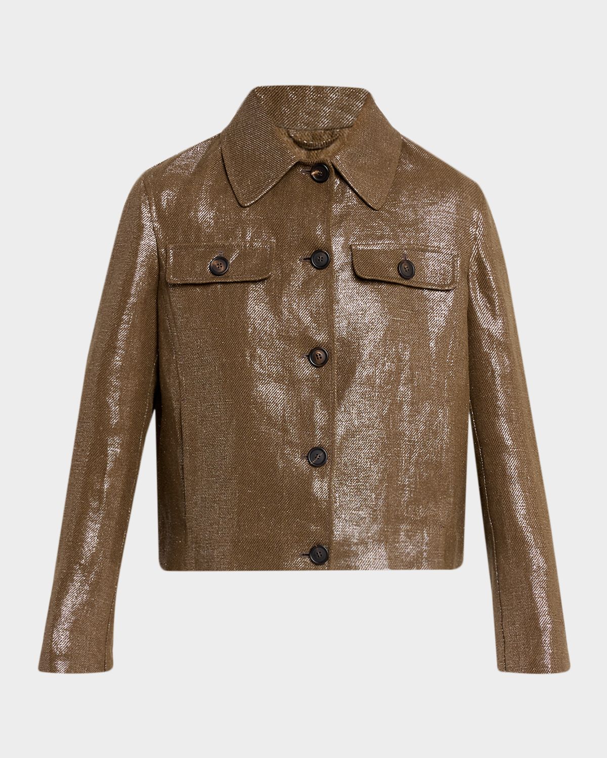 Brunello Cucinelli Shiny Bull Linen Single-Breasted Jacket