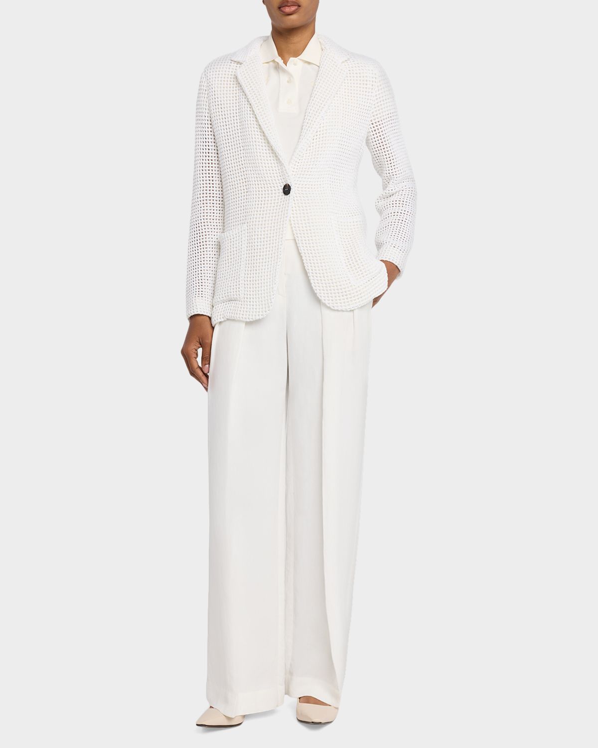 Brunello Cucinelli Cotton Net Single-Breasted Blazer Jacket