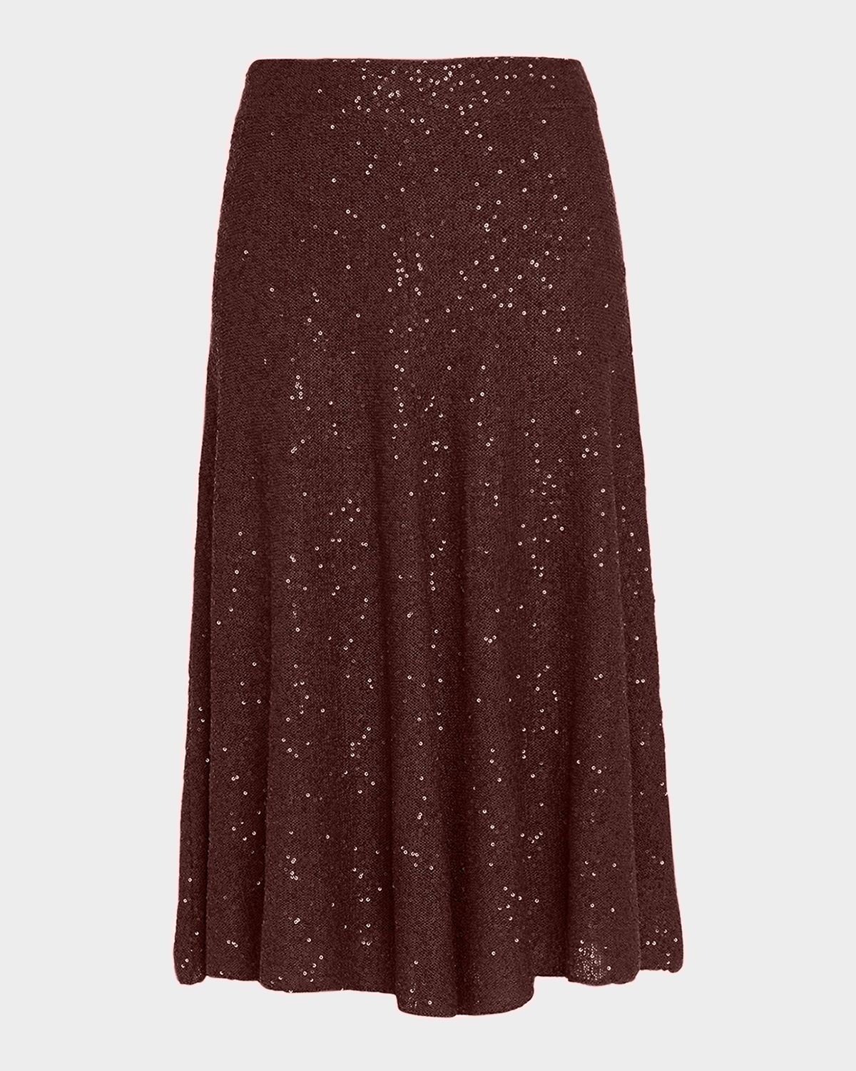 Brunello Cucinelli Paillette Linen-Cashmere Midi Skirt