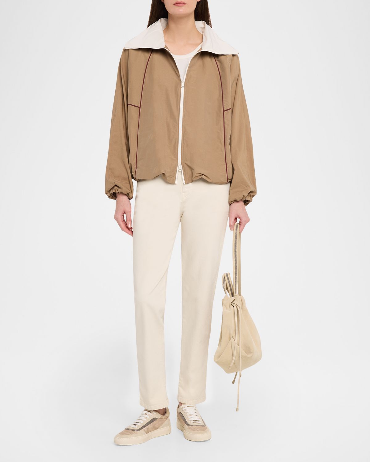 Brunello Cucinelli Techno Cotton Zip Balloon Jacket