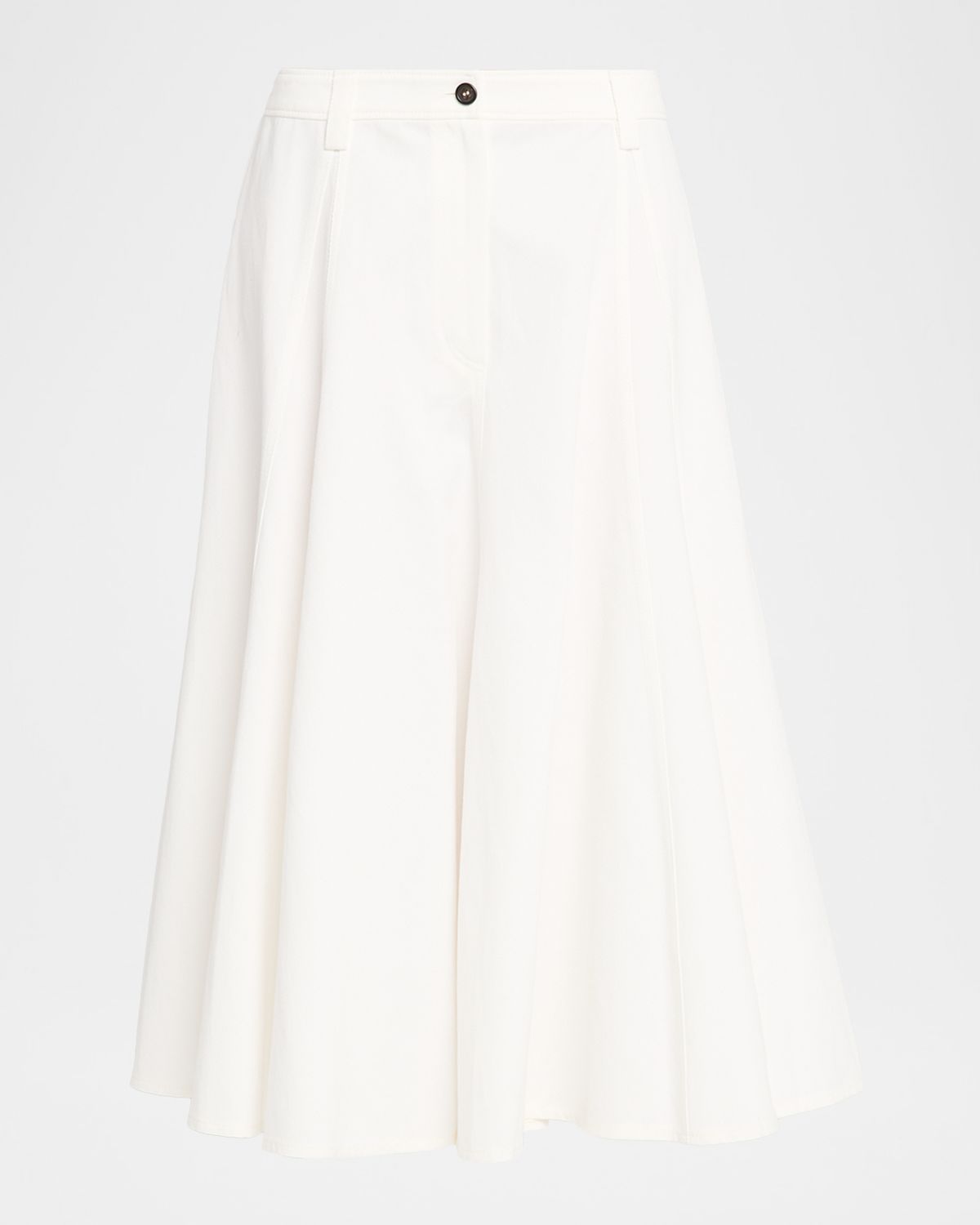 Brunello Cucinelli Cotton Paper Twill Midi Flare Skirt