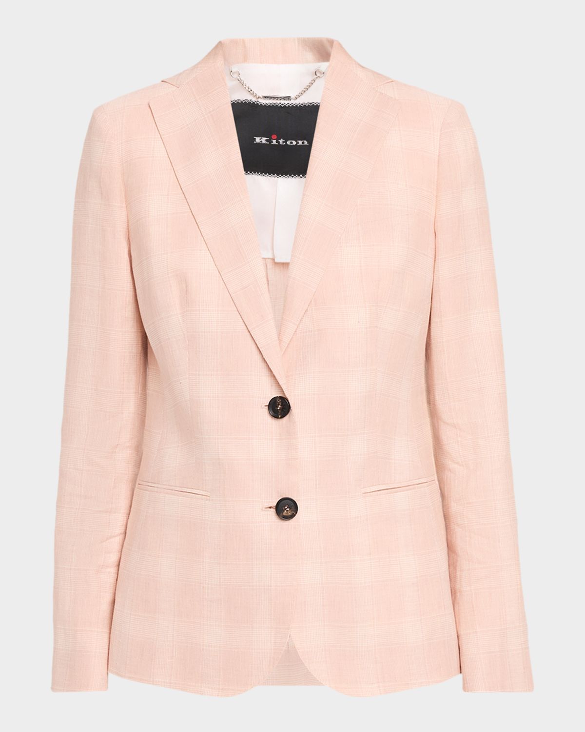 Kiton Check Linen Single-Breasted Jacket