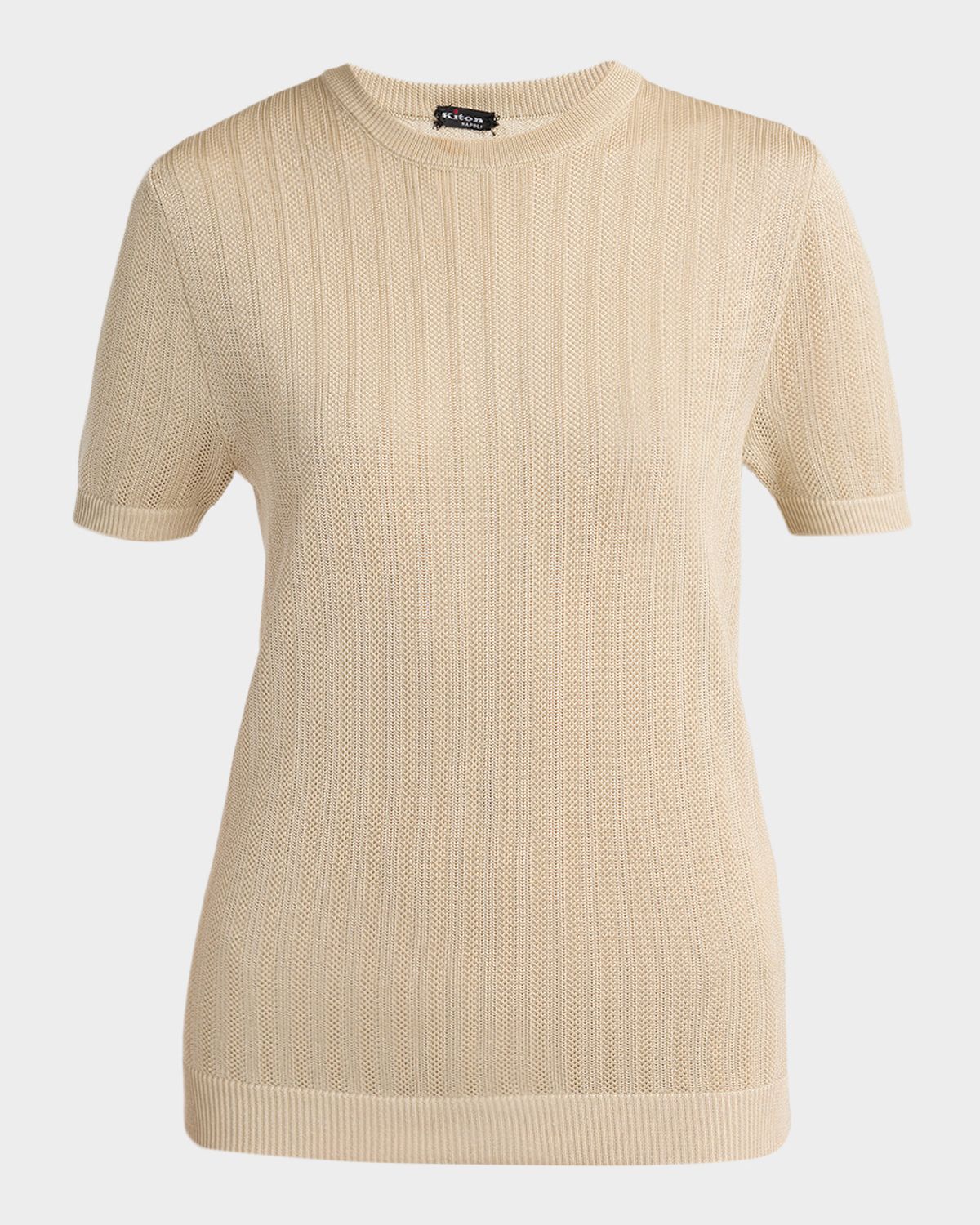 Kiton Pointelle Silk Knit Short-Sleeve T-Shirt