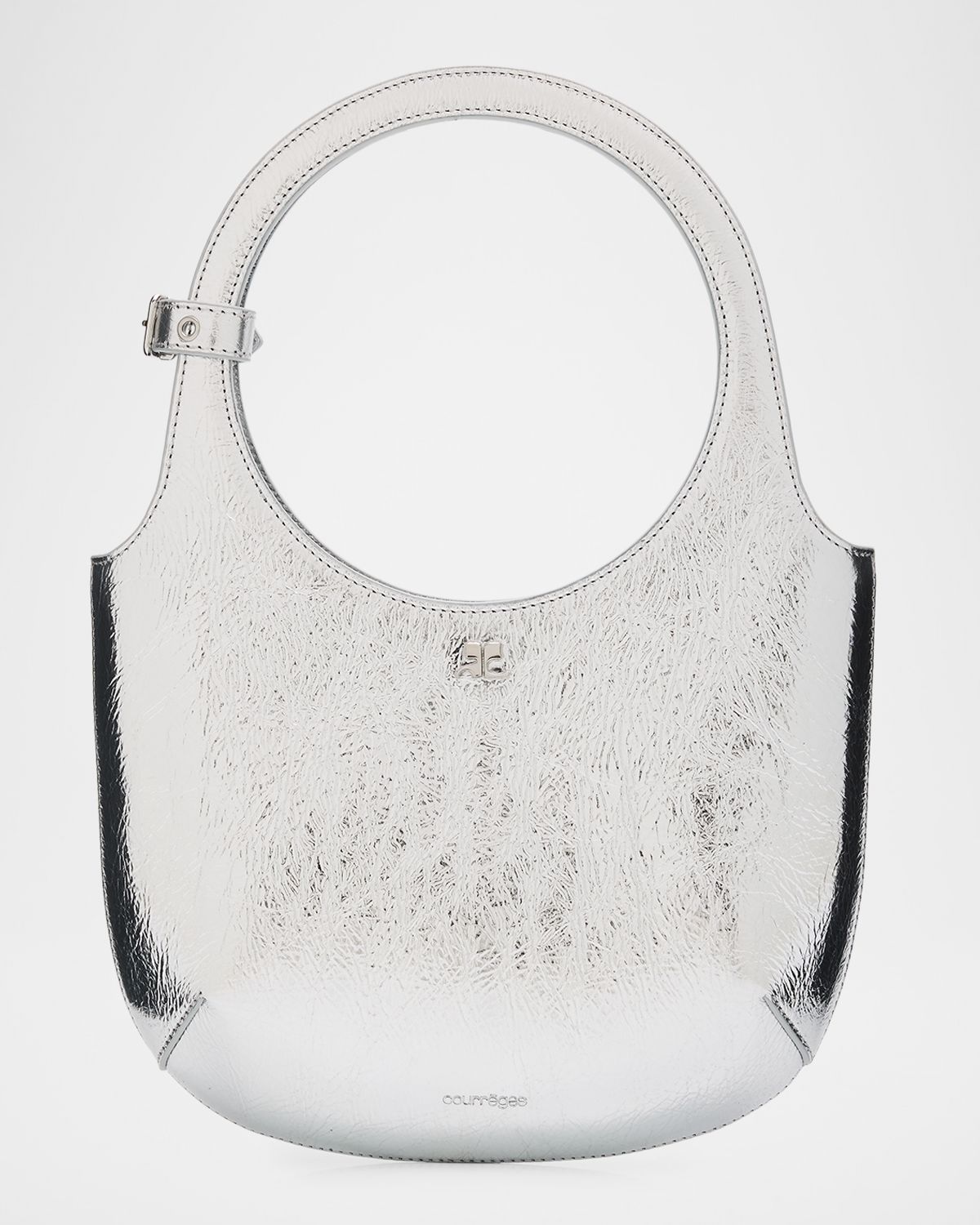 Courreges Holy Metallic Leather Top-Handle Bag