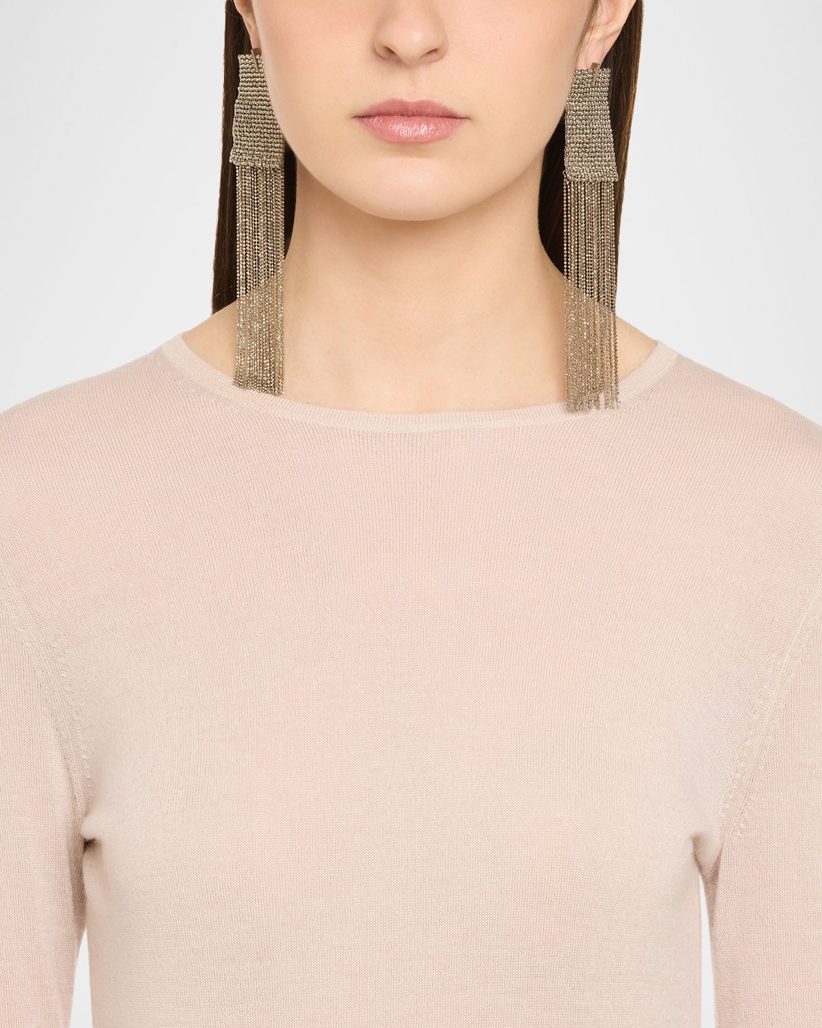 Brunello Cucinelli Sterling Silver Fringe Drop Earrings