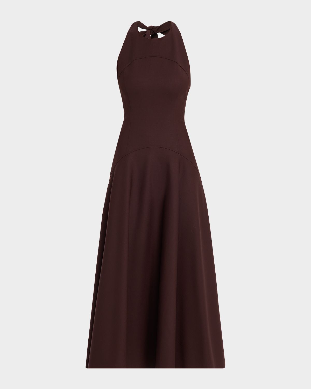 Oscar de la Renta Sleeveless Stretch Wool Halter Midi Dress