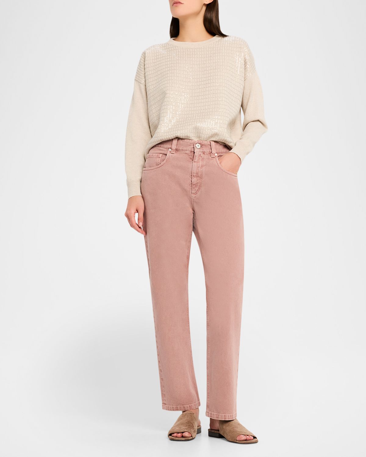 Brunello Cucinelli Sequined Cashmere Crewneck Sweater