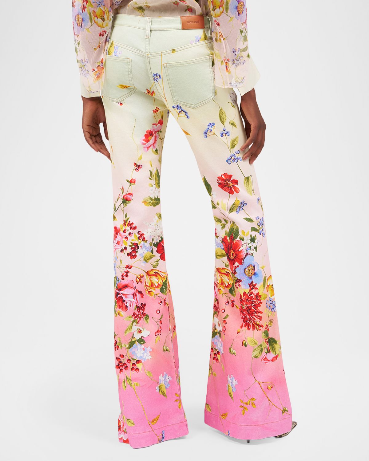 Roberto Cavalli Miami Flowers Print Flare Pants