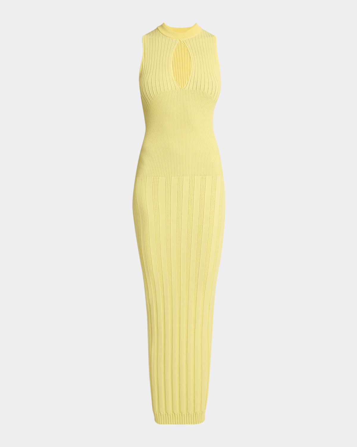 Balmain Keyhole Rib Knit Sleeveless Maxi Dress