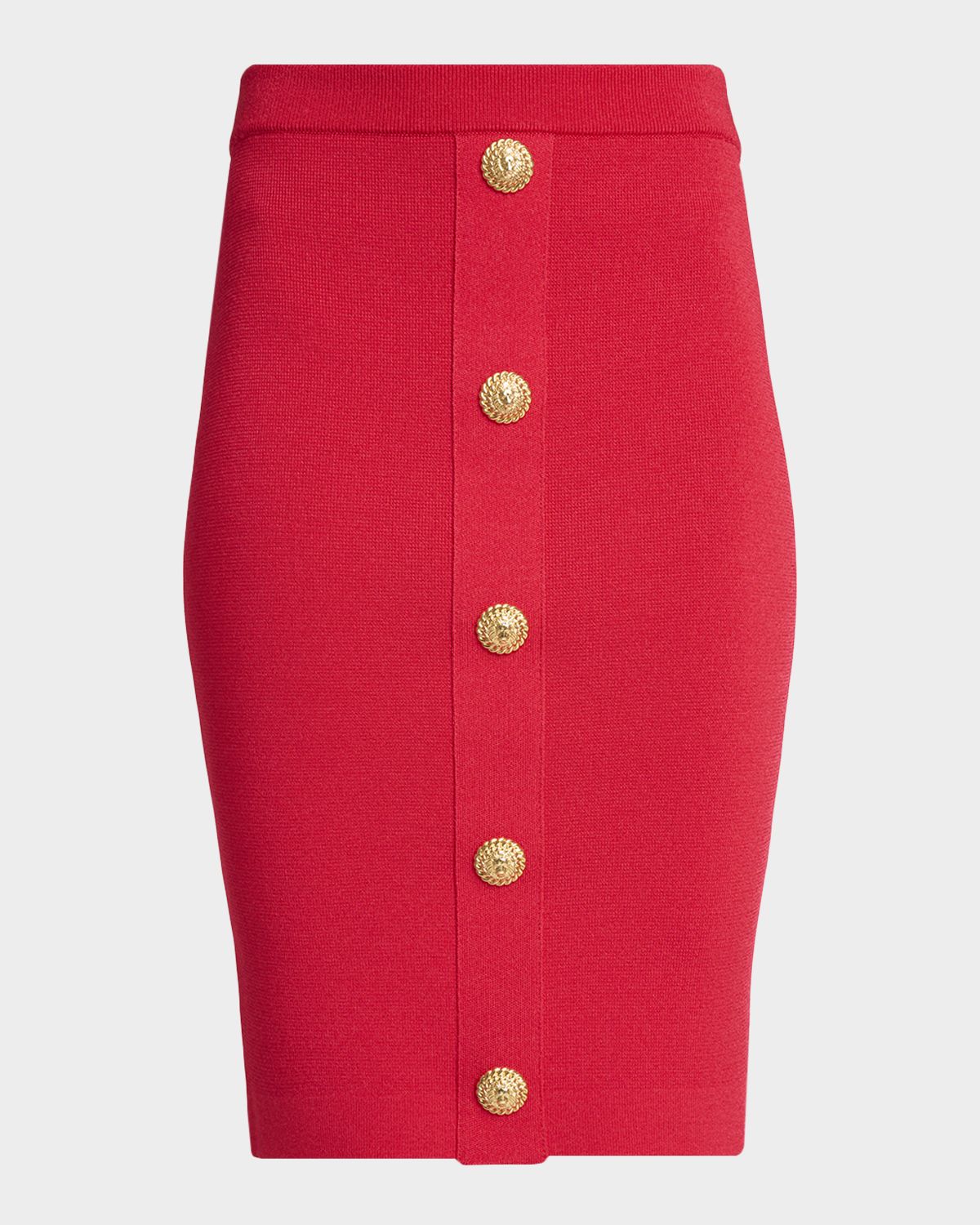 Balmain Buttoned Compact Knit Pencil Skirt