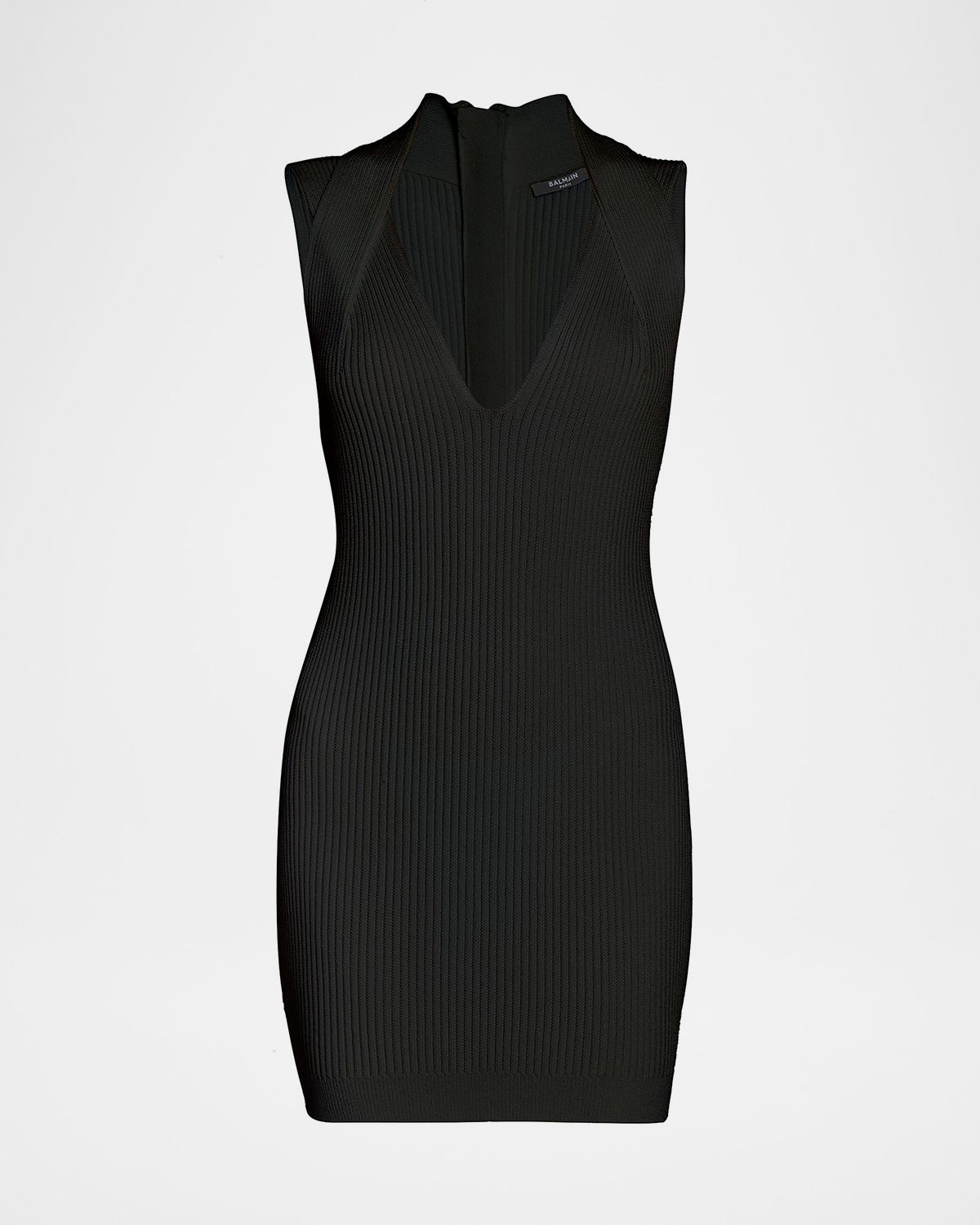 Balmain Crossover V-Neck Knit Mini Dress