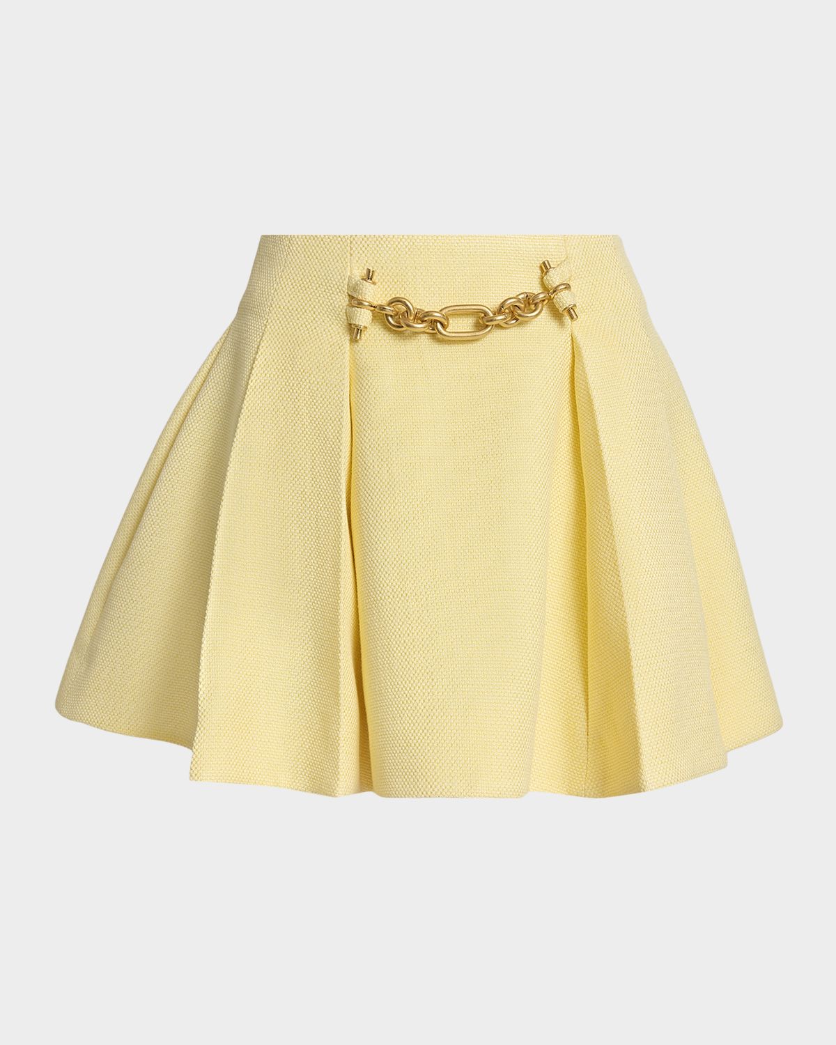 Balmain Chain Pleated Natte Mini Skirt
