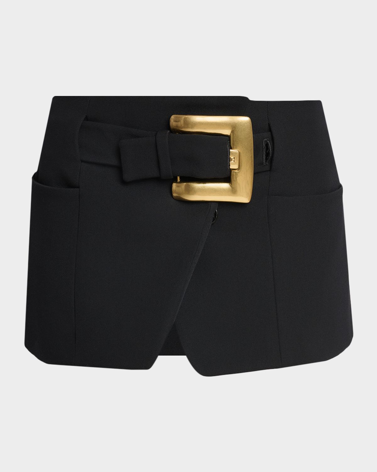 Balmain Belted Grain De Poudre Micro Wrap Skirt