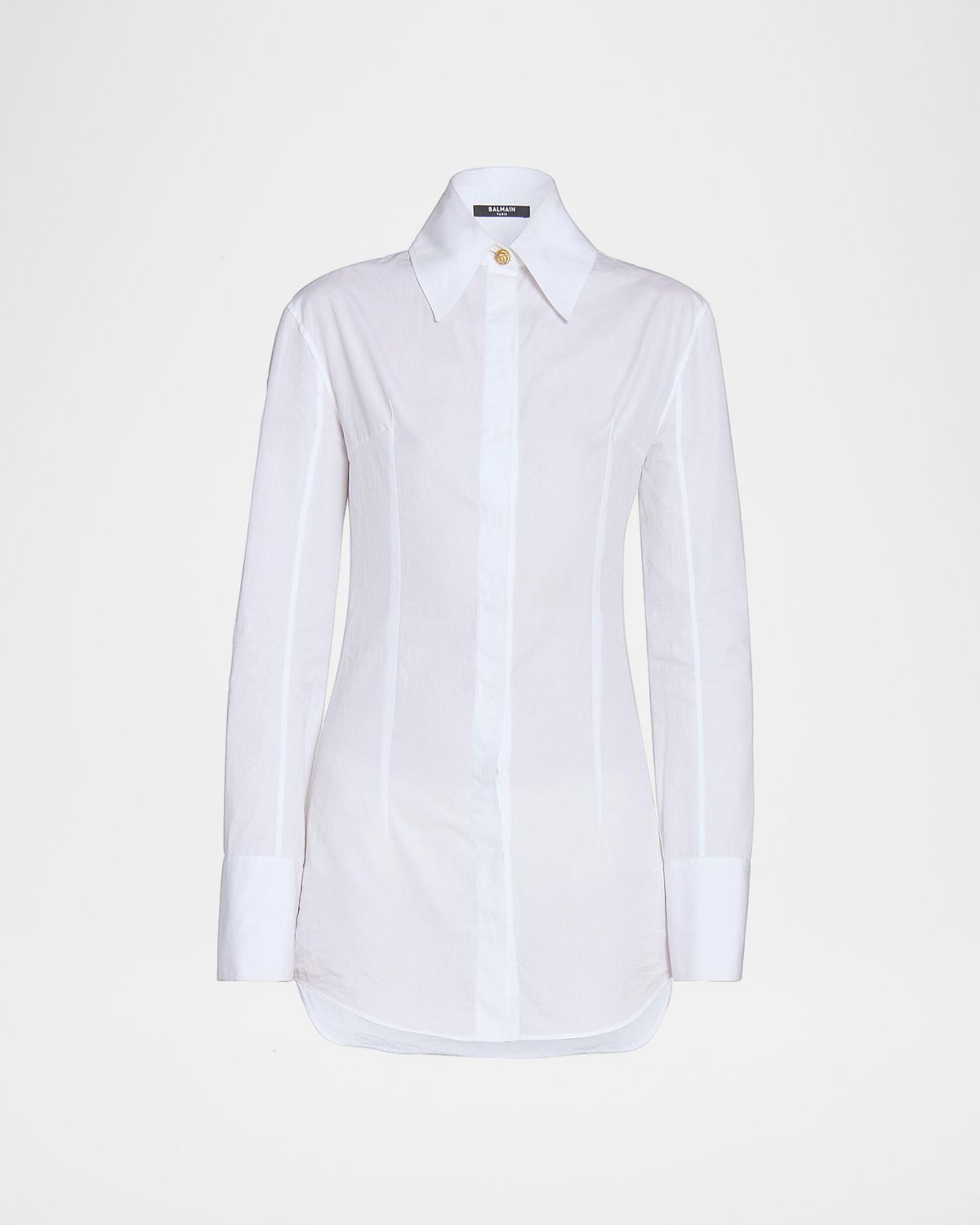 Balmain Cotton Popeline Fitted Button-Down Shirt