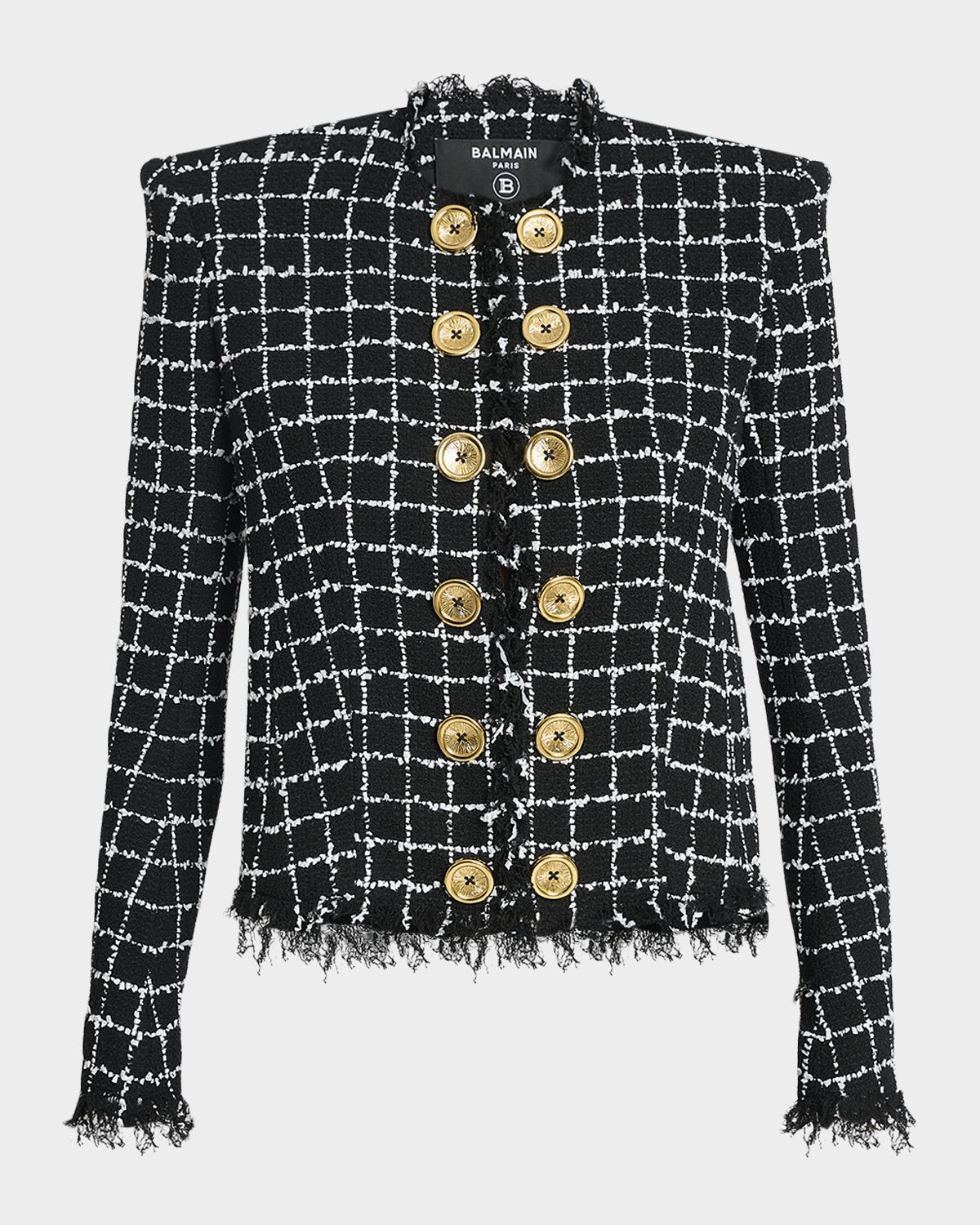 Balmain Buttoned Check Tweed Jacket